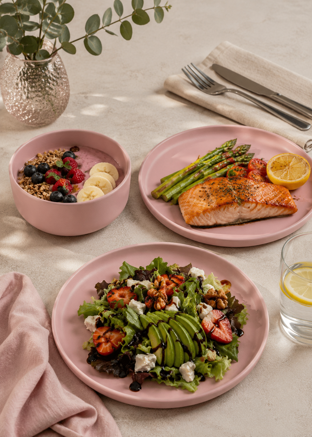 Platos Stone Lain rosa