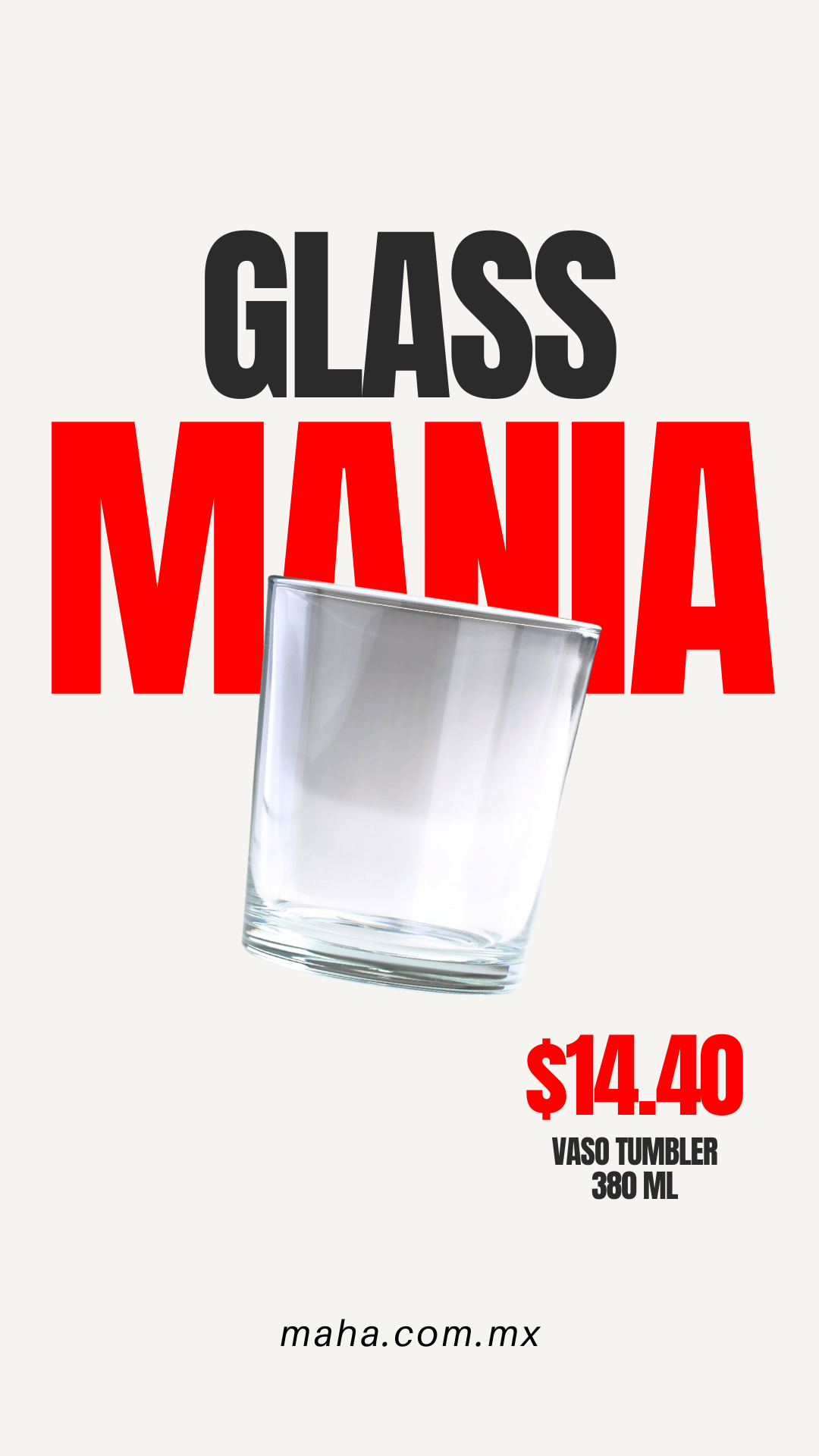 Vaso de vidrio transparente Old Fashion Tumbler  380 ml — imagen de producto, vista 1