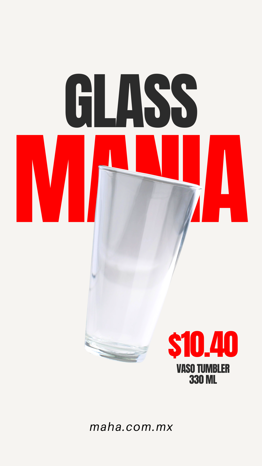 Vaso de vidrio Tumbler H.B 330 ml — imagen de producto, vista 1