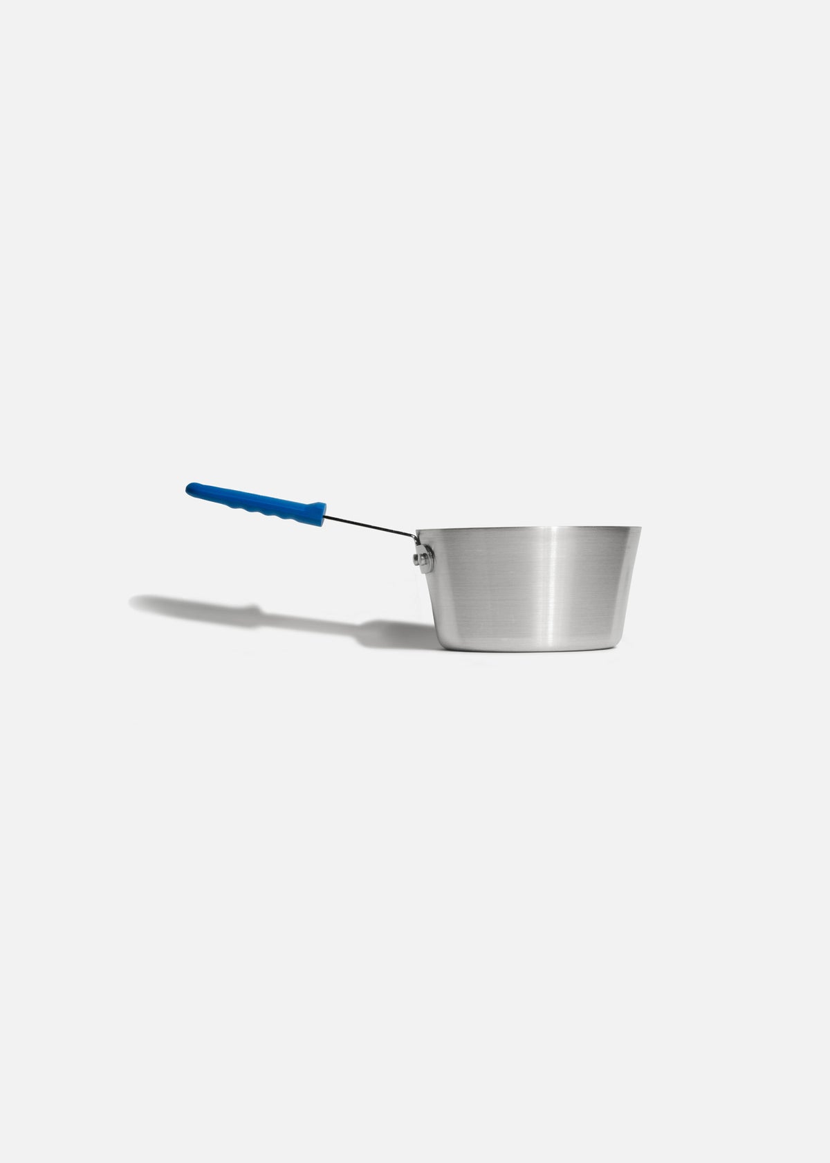 Cazo de aluminio grado alimenticio plateado triple fuerte mango azul NSF 2.5 L — imagen de producto