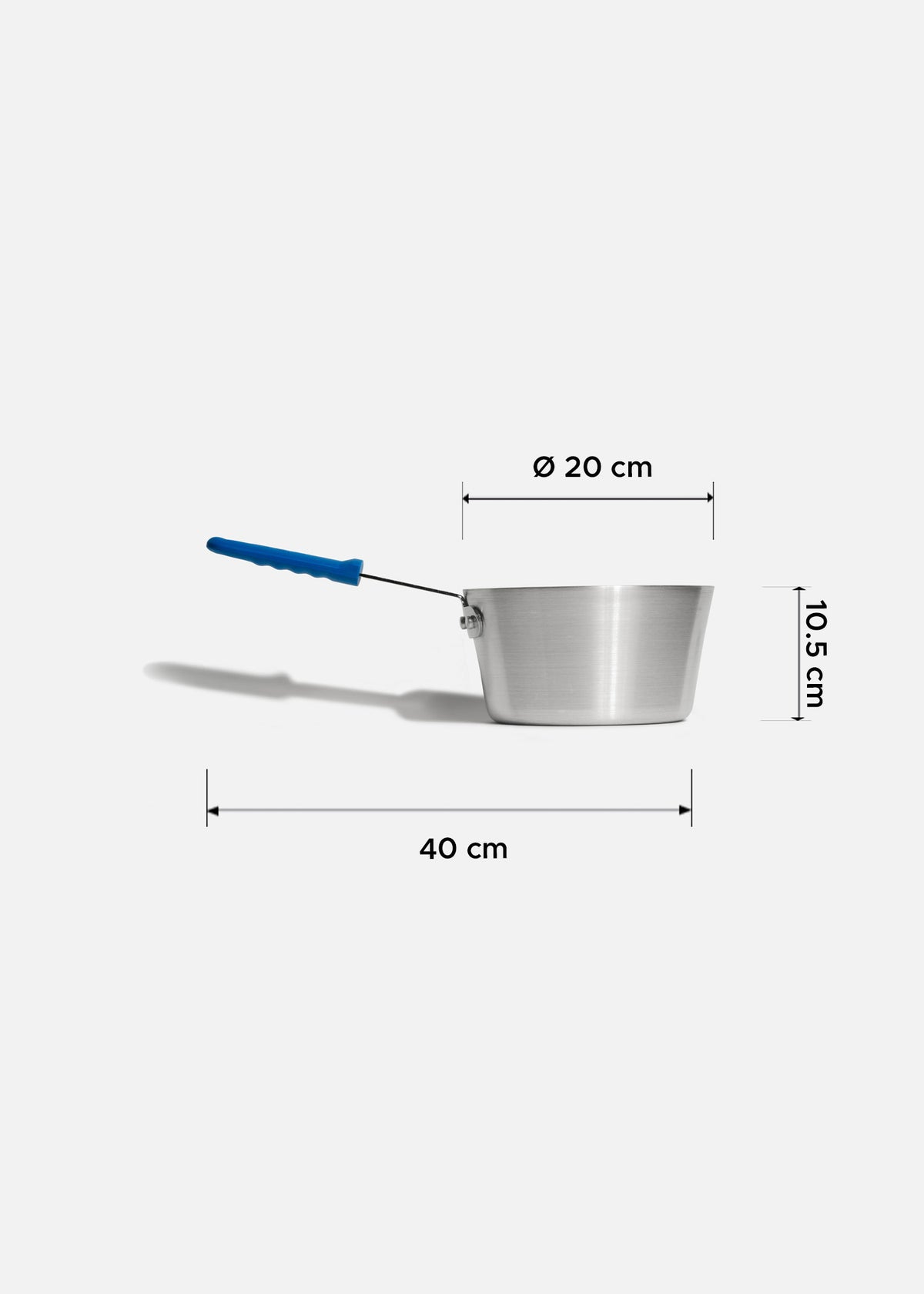 Cazo de aluminio grado alimenticio plateado triple fuerte mango azul NSF 2.5 L — imagen de producto