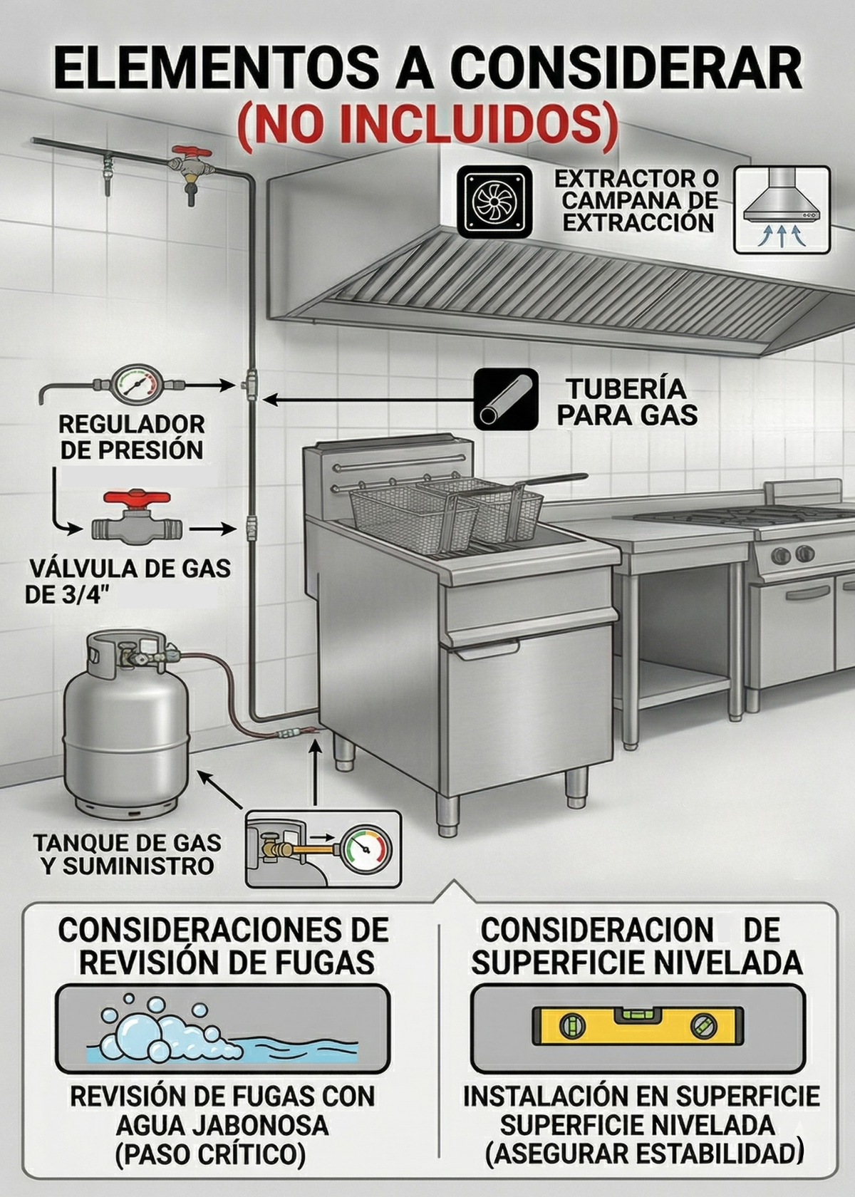 Freidora de gas LP de acero inoxidable NSF con 3 quemadores 20 L y 2 canastillas gas LP — imagen de producto