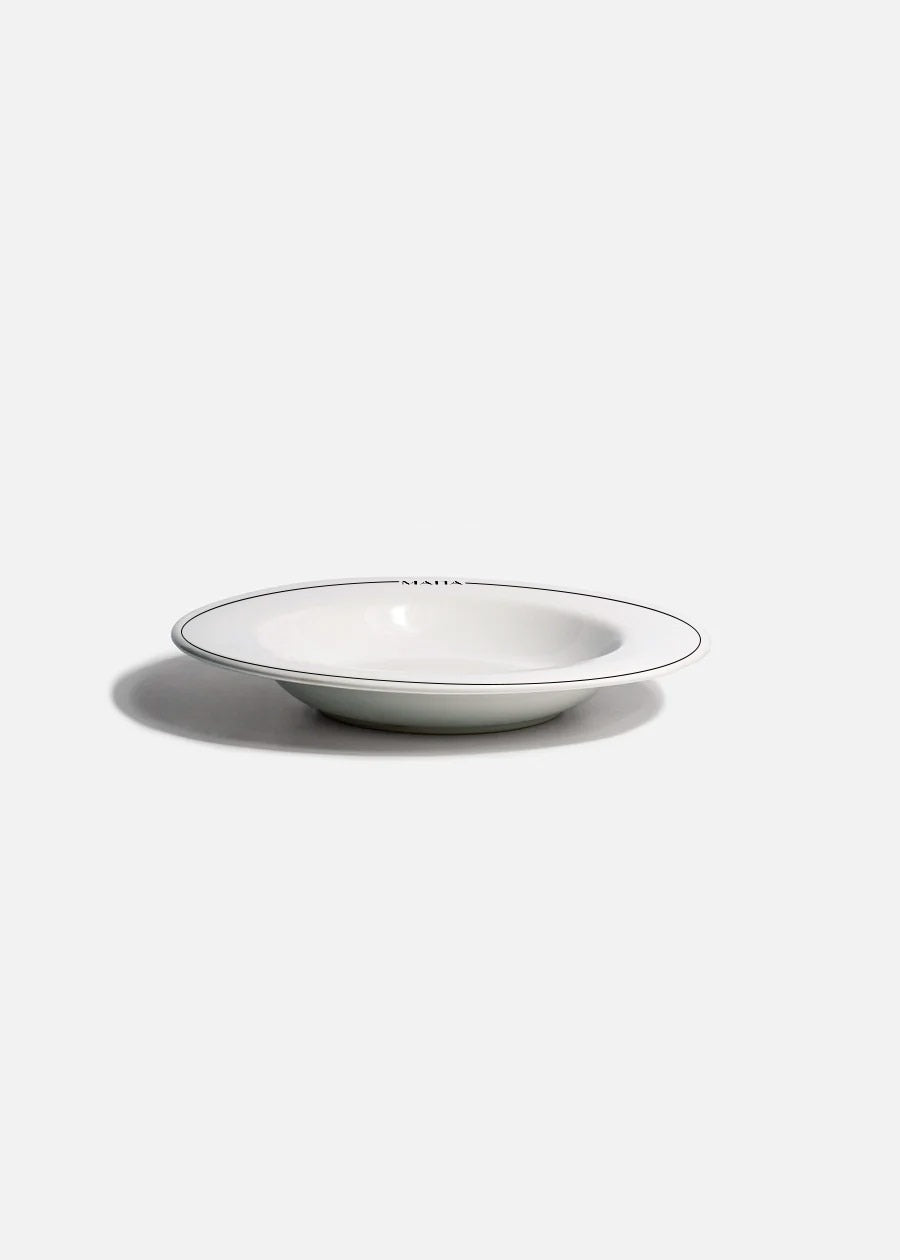 Platos de porcelana blanco Glacial + personalizado con logo doble — imagen de producto