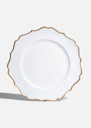 Bajo plato de plástico blanco y dorado Madame 33 cm — imagen de producto