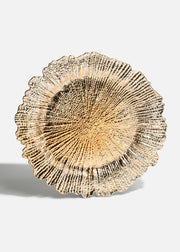Plato base de plástico dorado Flor 33 cm — imagen de producto