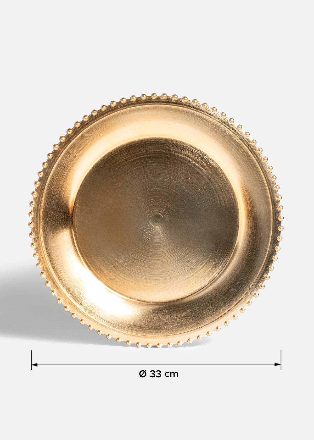 Plato base de plástico dorado Perlas 33 cm — imagen de producto
