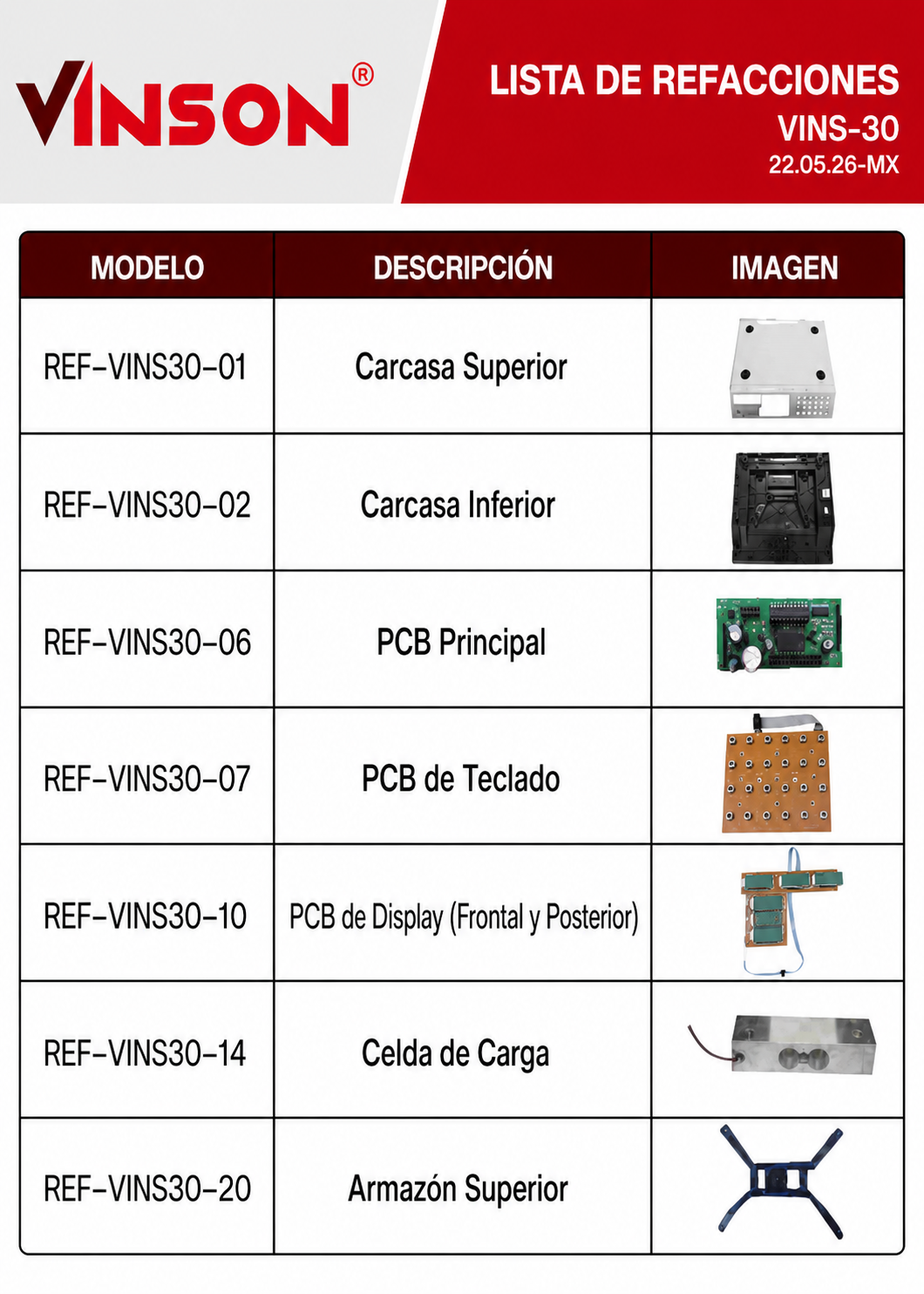 Báscula electrónica comercial peso / precio multifunciones 30 kg división mínima 5 g plato de acero inoxidable de 27.5x21.5 cm. Rhino VINS-30 — imagen de producto