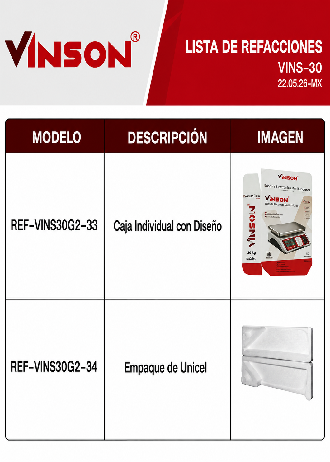 Báscula electrónica comercial peso / precio multifunciones 30 kg división mínima 5 g plato de acero inoxidable de 27.5x21.5 cm. Rhino VINS-30 — imagen de producto