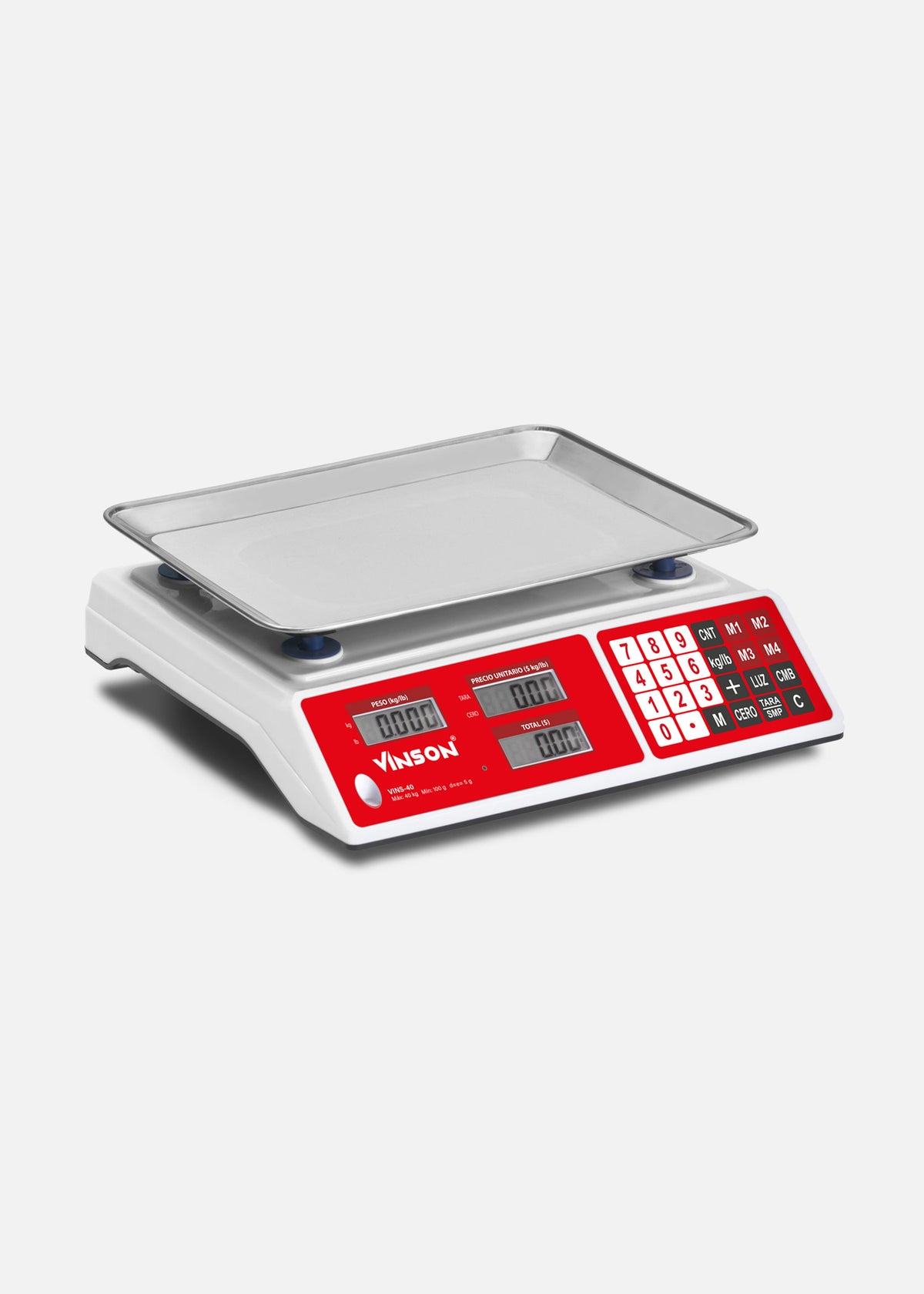 Báscula electrónica comercial peso / precio multifunciones 40 kg división mínima 5 g plato de acero inoxidable de 31.5x24 cm. Rhino VINS-40 — imagen de producto
