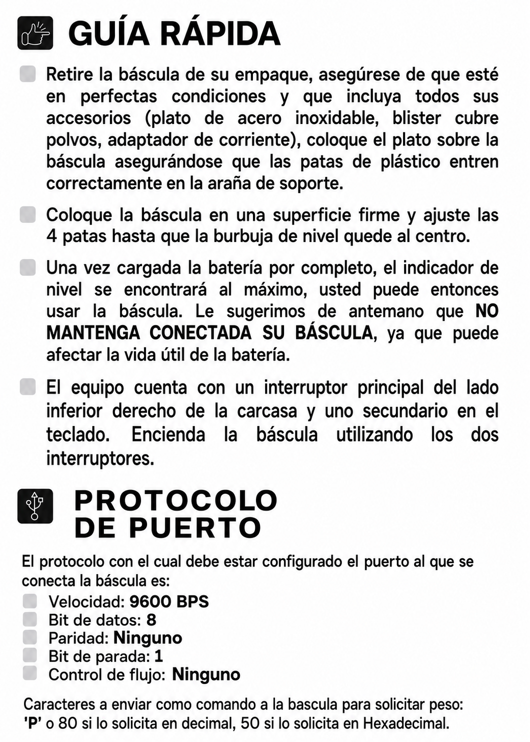 Bascula electrónica multifunciones peso / precio multifunciones con puerto USB y batería recargable capacidad máxima 60 kg división mínima 5 g plato de acero inoxidable de 36x26 cm. Rhino BAR-10 — imagen de producto