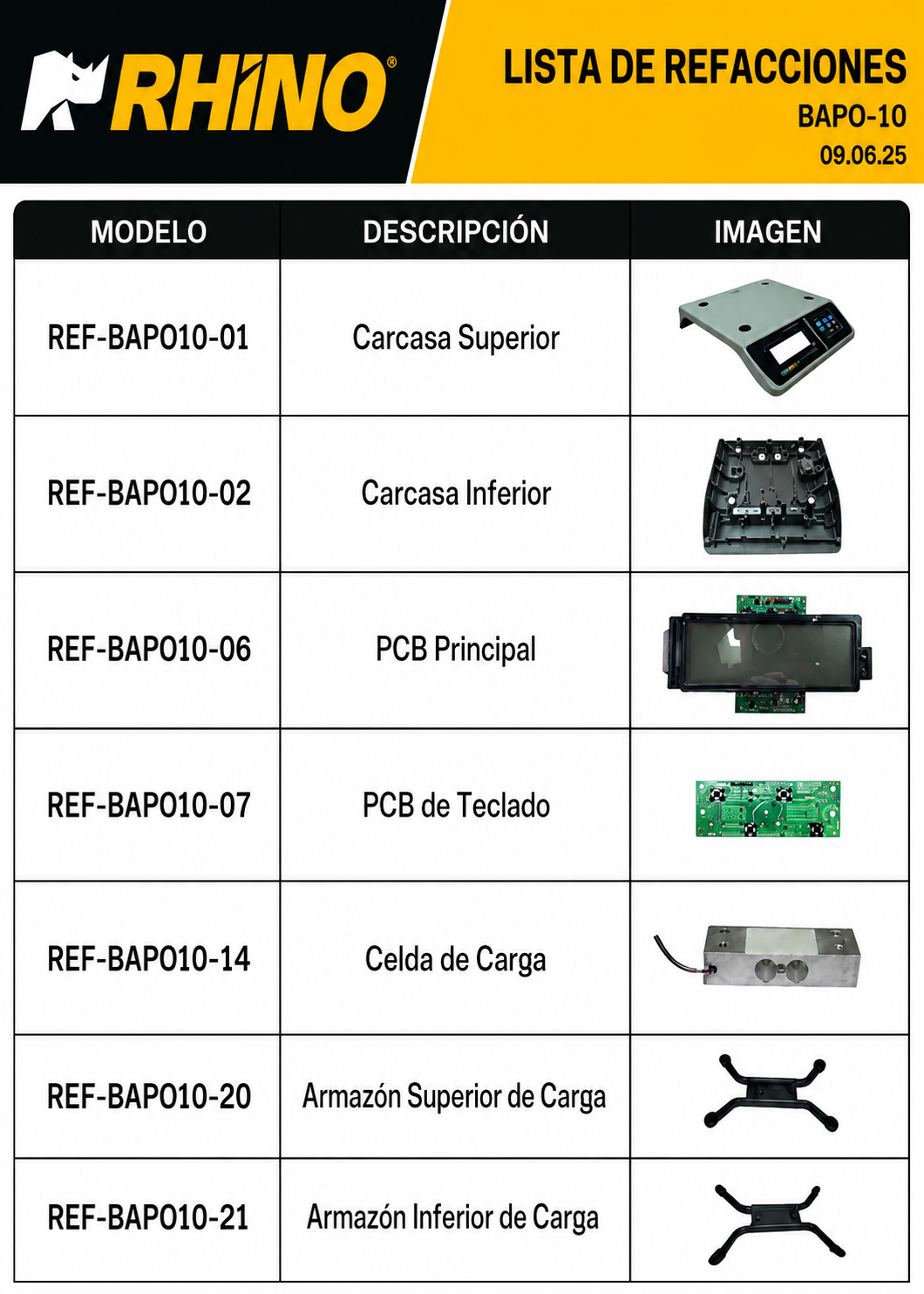 Bascula electrónica porcionadora con batería recargable y conteo de piezas 10 kg división mínima 1 g plato de acero inoxidable de 30x23 cm. Rhino BAPO-10 — imagen de producto