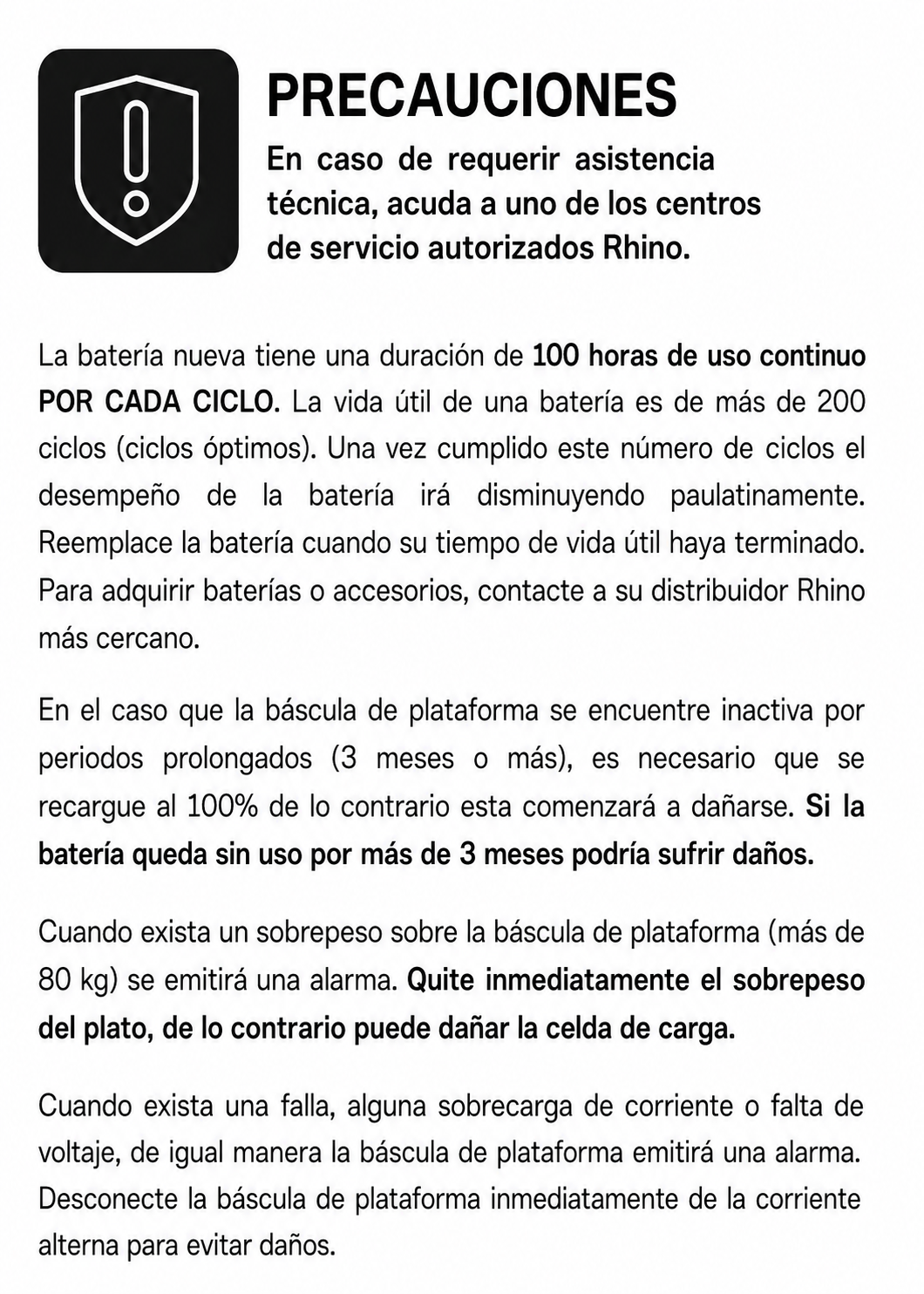 Bascula de plataforma peso / precio con indicador de acero plegable y batería recargable 100 kg división mínima 10 g plato de acero de carbono de 32x42 cm. Rhino BAPCA-100 — imagen de producto