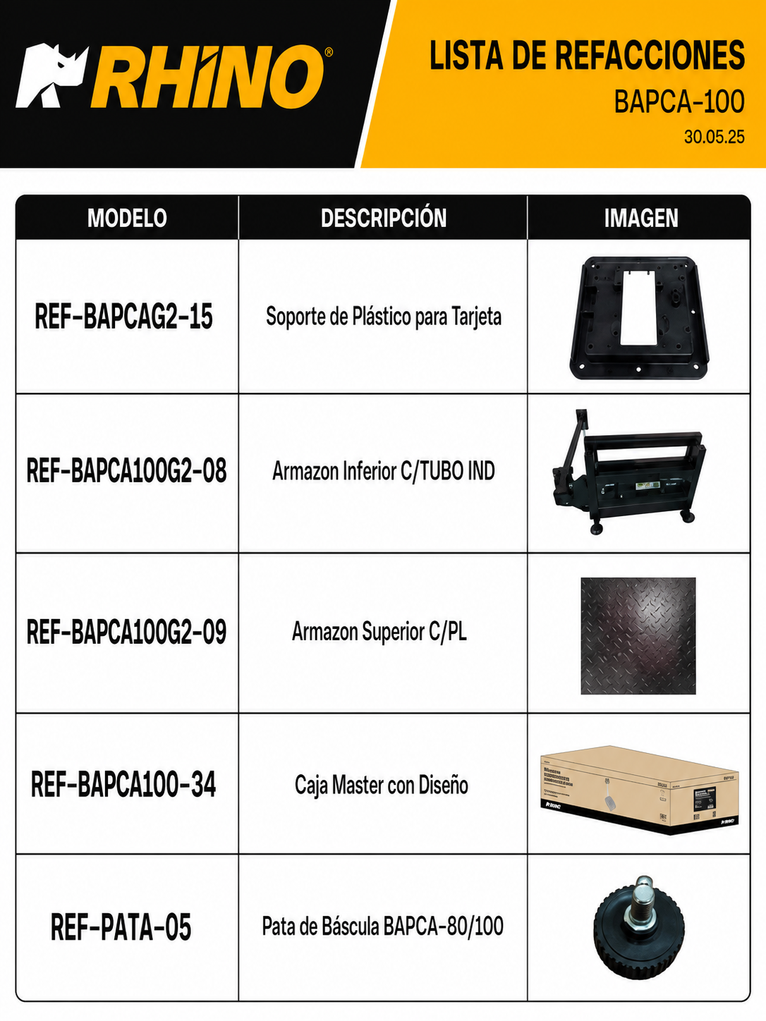 Bascula de plataforma peso / precio con indicador de acero plegable y batería recargable 100 kg división mínima 10 g plato de acero de carbono de 32x42 cm. Rhino BAPCA-100 — imagen de producto