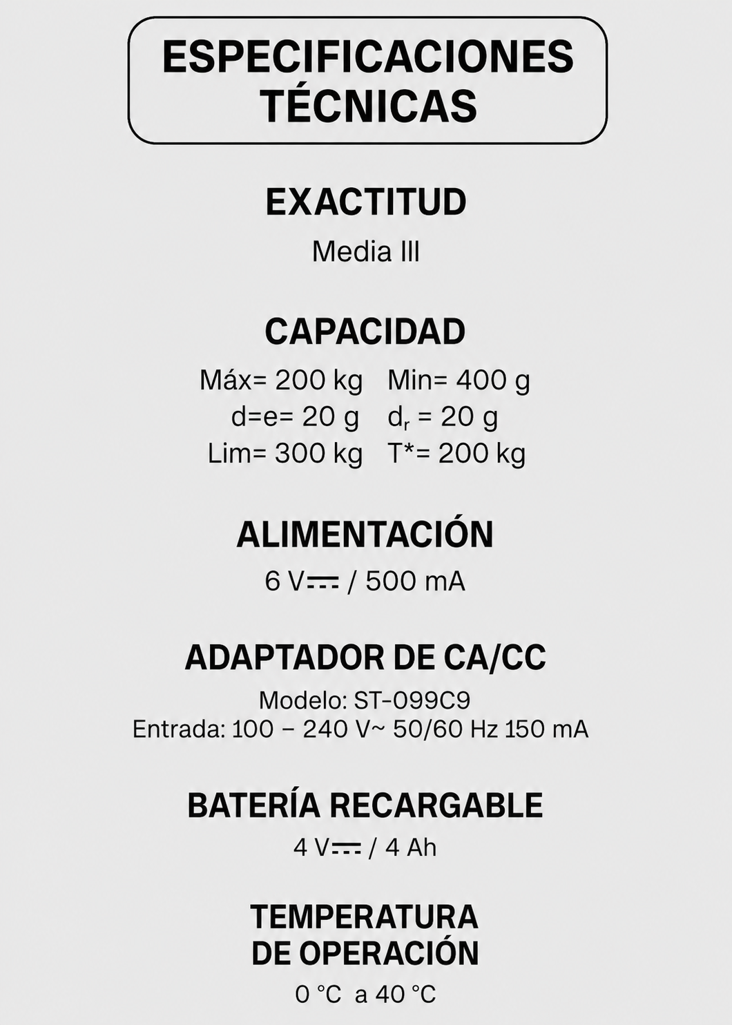 Bascula de plataforma peso / pecio plegable con indicador de acero y batería recargable 200 kg división minima 20 g plato de acero de carbono de 39x49 cm. Rhino BAPCA-200 — imagen de producto