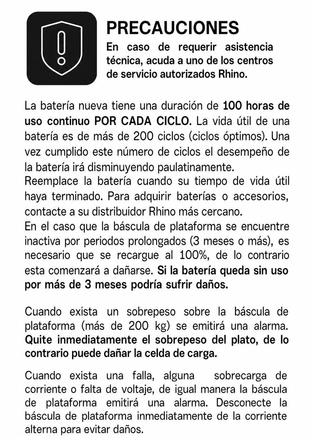 Bascula de plataforma peso / pecio plegable con indicador de acero y batería recargable 200 kg división minima 20 g plato de acero de carbono de 39x49 cm. Rhino BAPCA-200 — imagen de producto