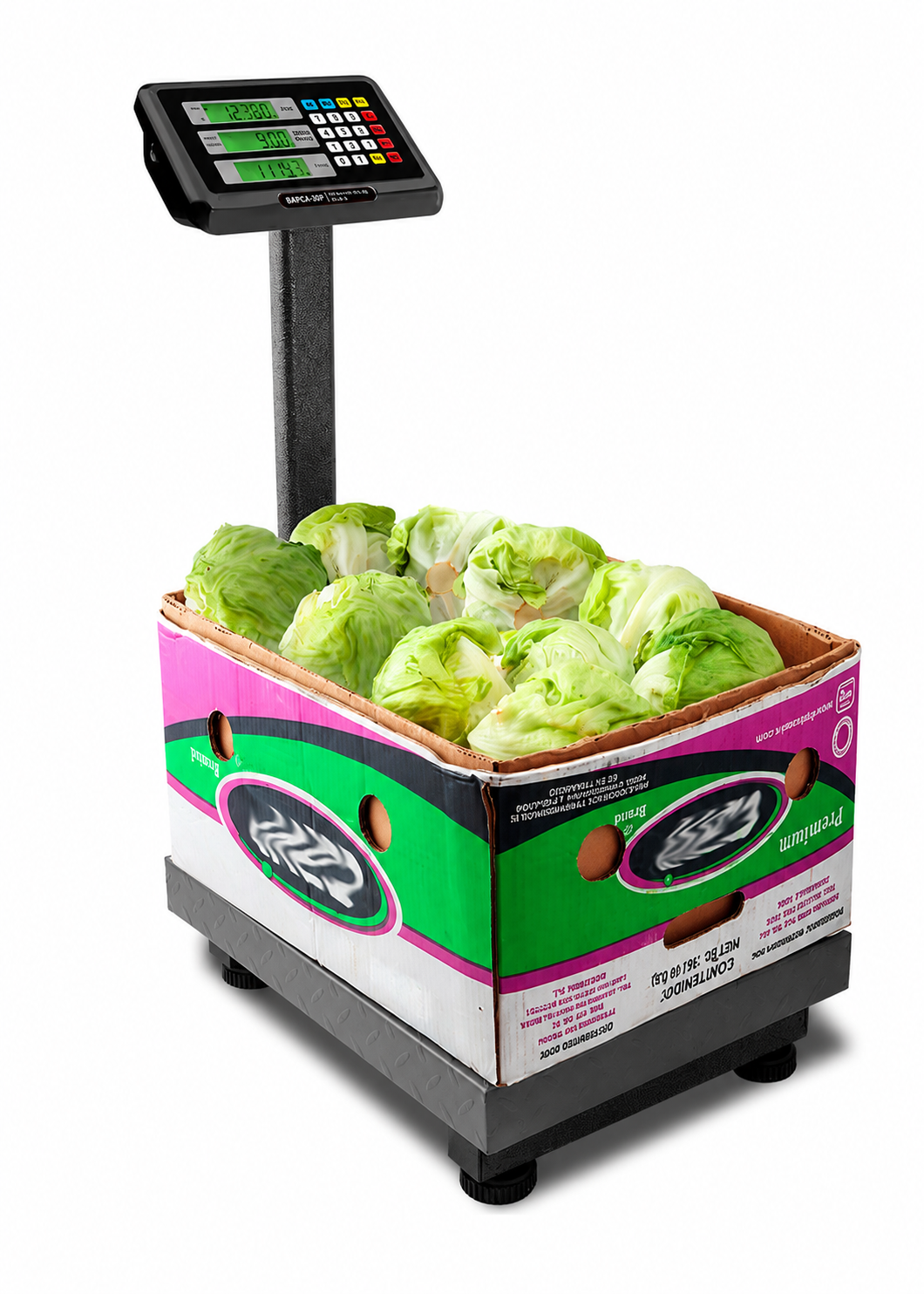 Bascula de plataforma peso / pecio plegable con indicador de acero y batería recargable 200 kg división minima 20 g plato de acero de carbono de 39x49 cm. Rhino BAPCA-200 — imagen de producto
