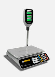 Báscula electrónica profesional digital comercial con torreta peso / precio para negocios 40 kg división mínima 2 g plato de acero inoxidable de 33x25 cm. Rhino BAR-8T — imagen de producto