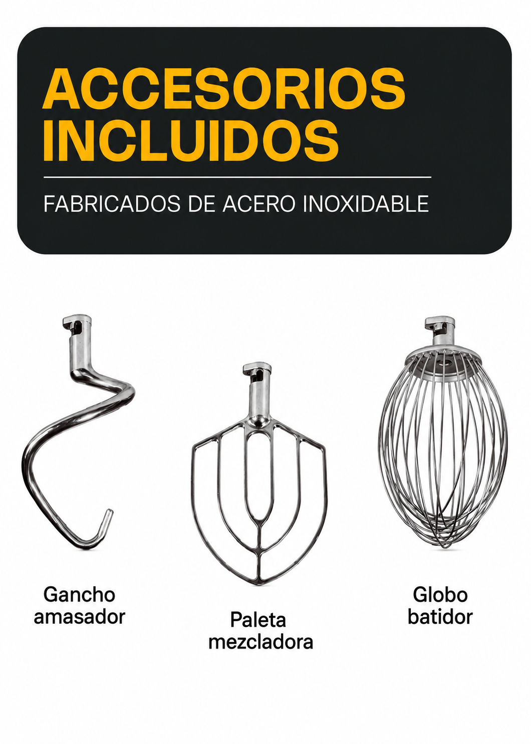 Batidora planetaria industrial de acero inoxidable 201 profesional de tres velocidades (gancho, paleta y globo) capacidad de tazón 20 L y 4.5 kg de amasado 1 HP. Rhino BATI-20 — imagen de producto