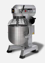 Batidora planetaria industrial de acero inoxidable 201 profesional de tres velocidades (gancho, paleta y globo) capacidad de tazón 26.5 L y 5.25 kg de amasado 1.5 HP. Rhino BATI-30 — imagen de producto