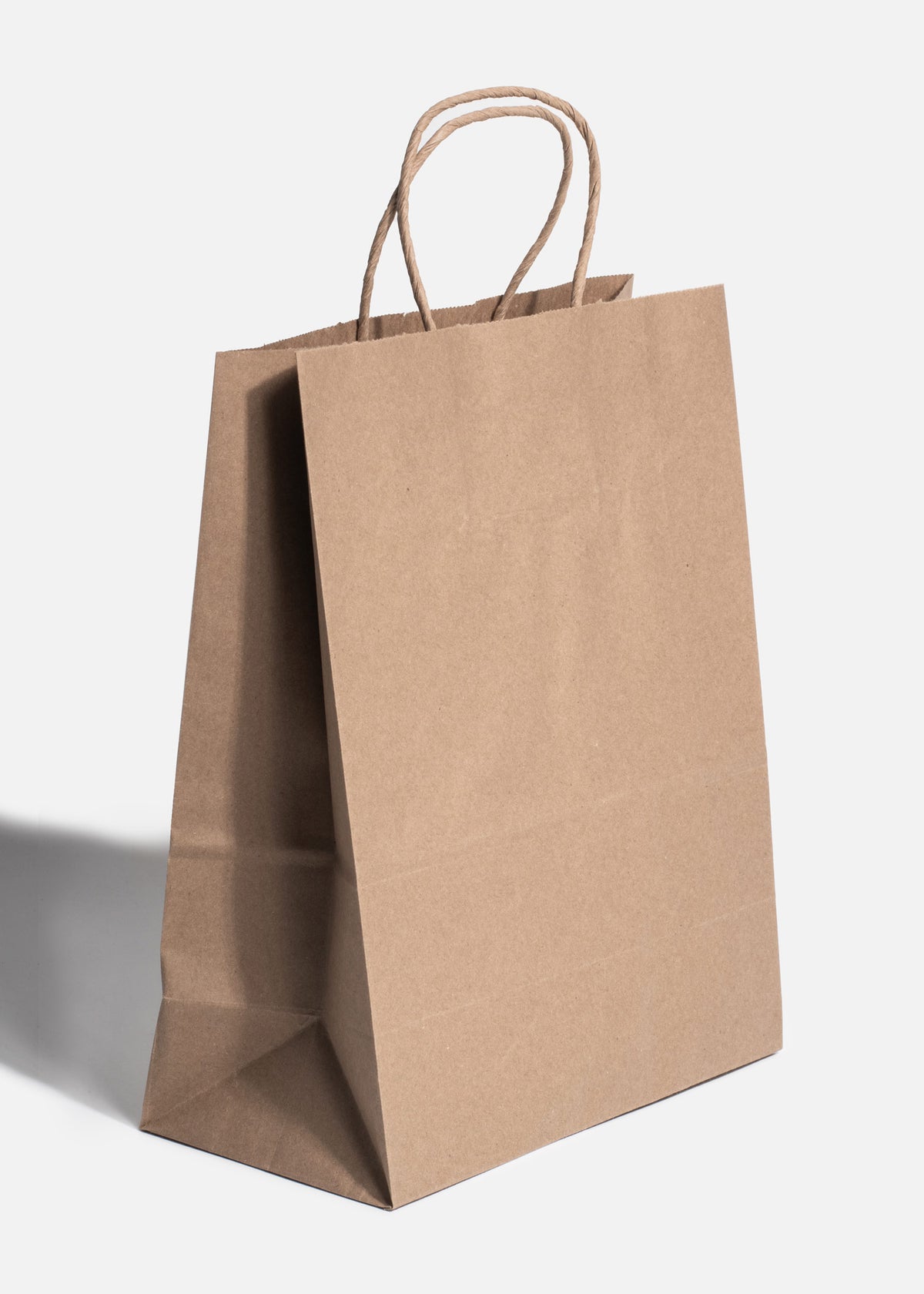 Bolsa de papel kraft café con asa 25x12x30 cm — imagen de producto