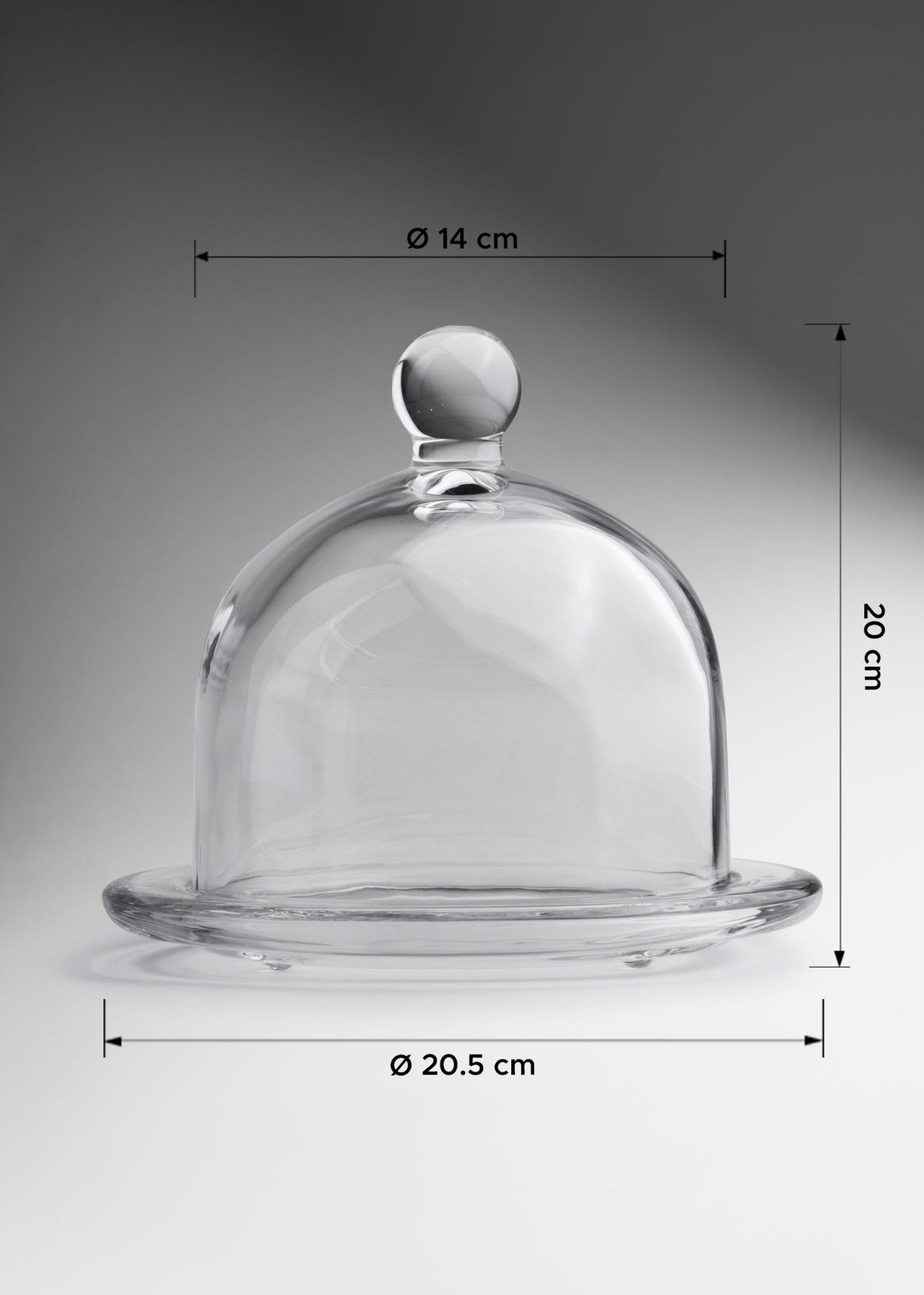 Bombonera de vidrio transparente grande Capelo base de 20.5 cm — imagen de producto