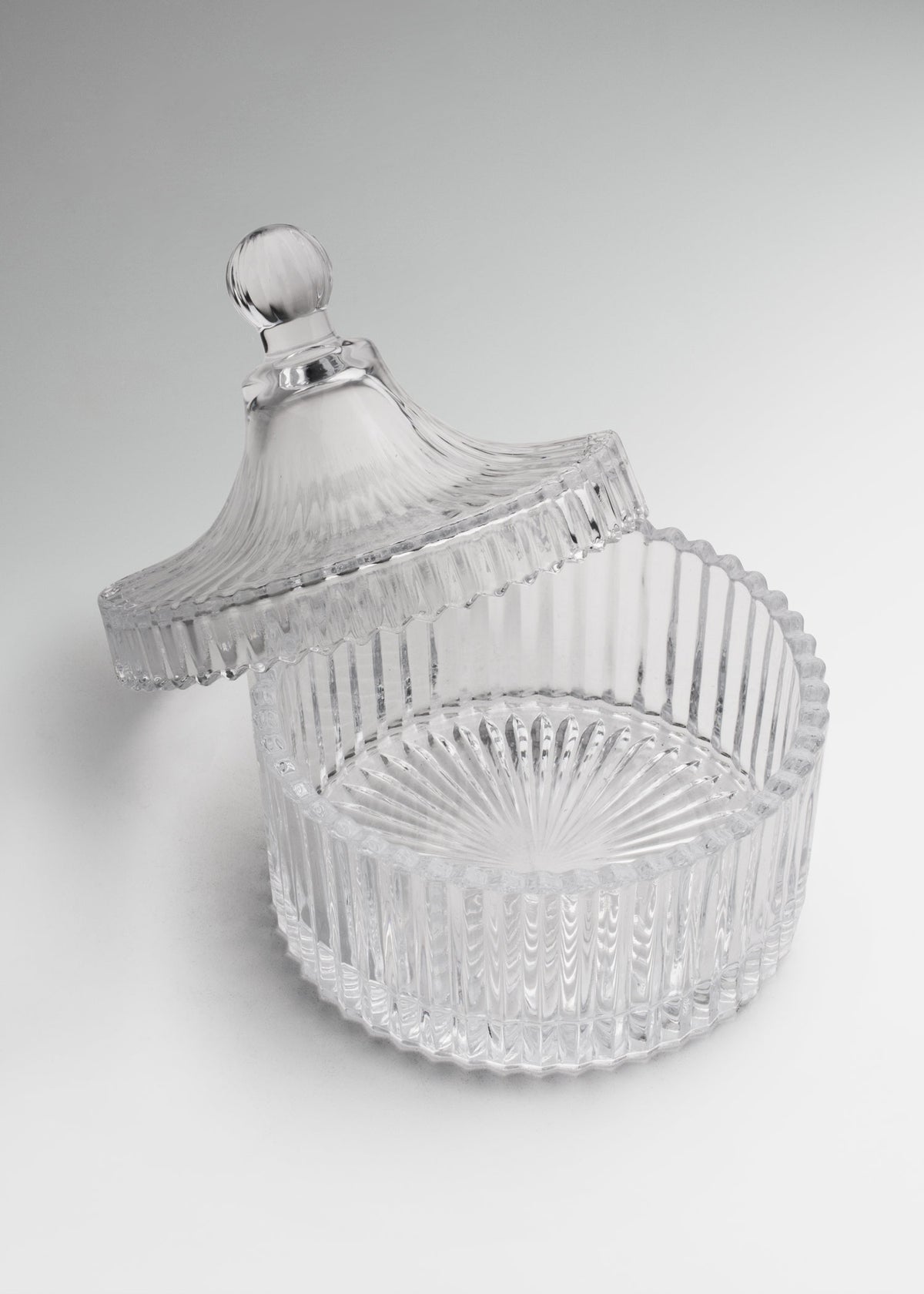 Bomboneras de vidrio con rayas transparente 100, 290 y 550 ml — imagen de producto