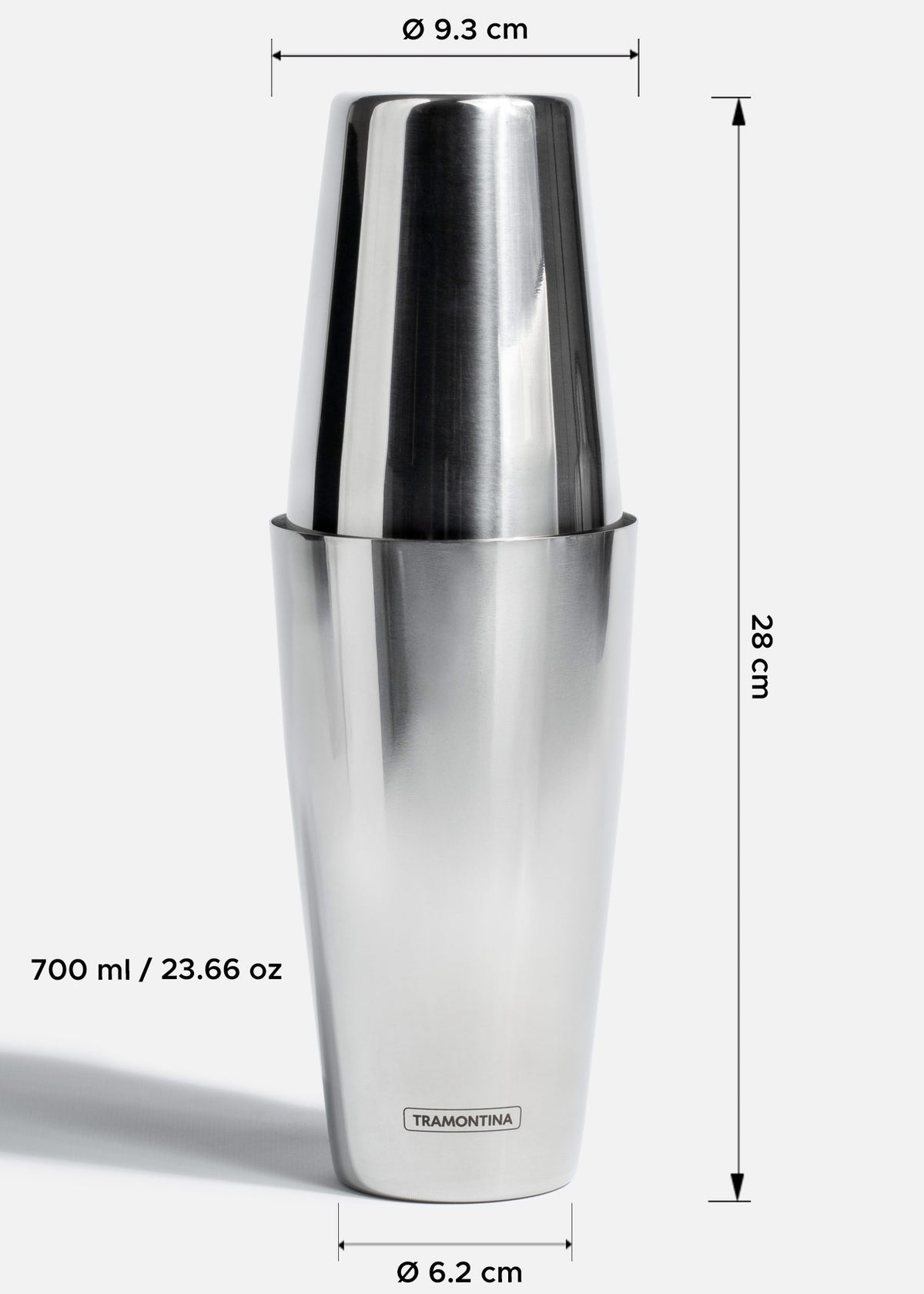 Boston shaker de acero inoxidable plata Mixa 700 ml. Profesional — imagen de producto