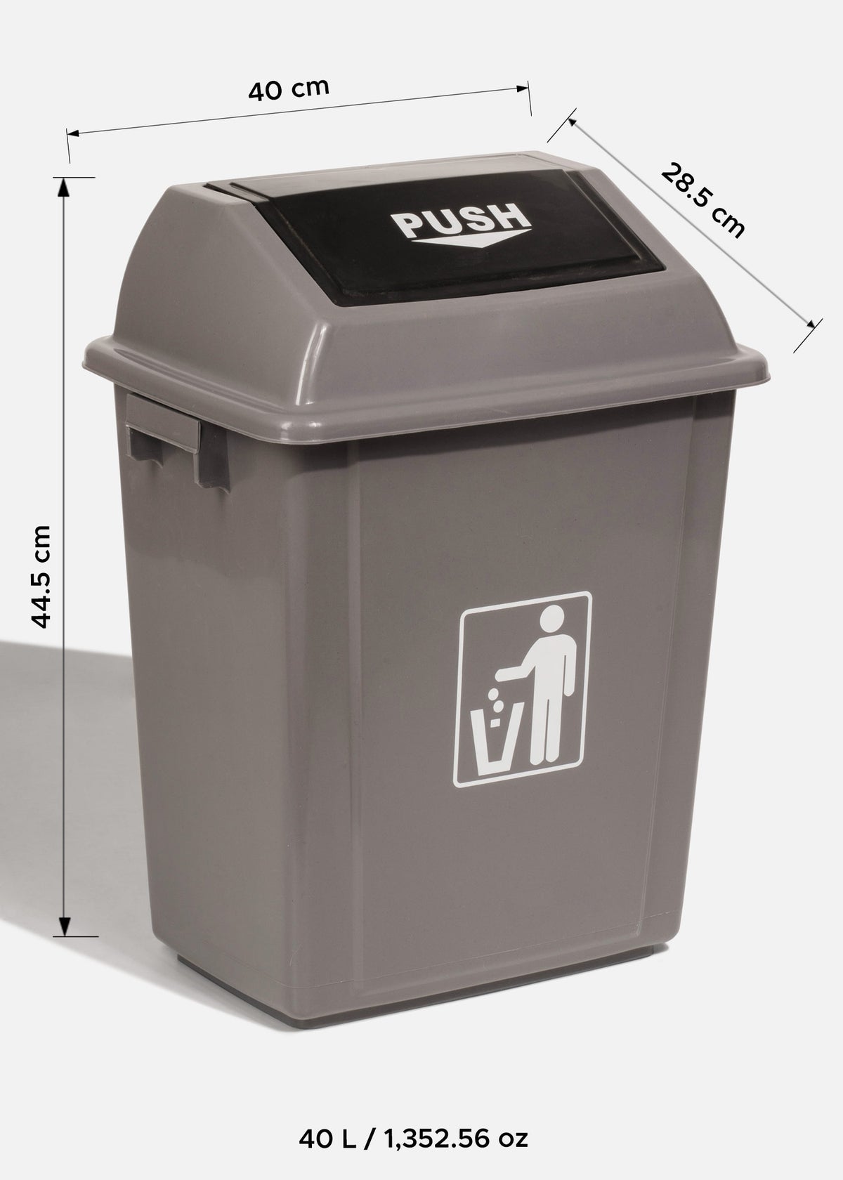 Bote de basura con tapa de plástico polipropileno gris 20 L — imagen de producto