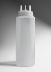 Botella dispensadora para aderezos de plástico transparente 3 salidas 960 ml 32 OZ — imagen de producto