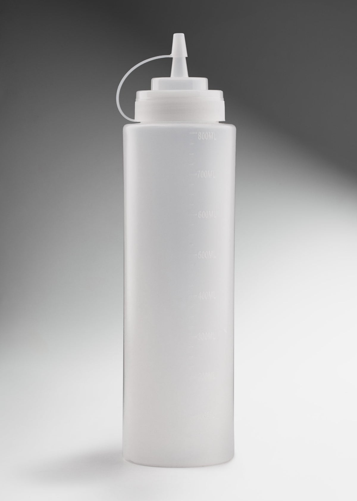 Botella dispensadora de plástico (polietileno) transparente 32 oz para restaurantes, taquerias, pizzerias, food trucks y cocinas profesionales