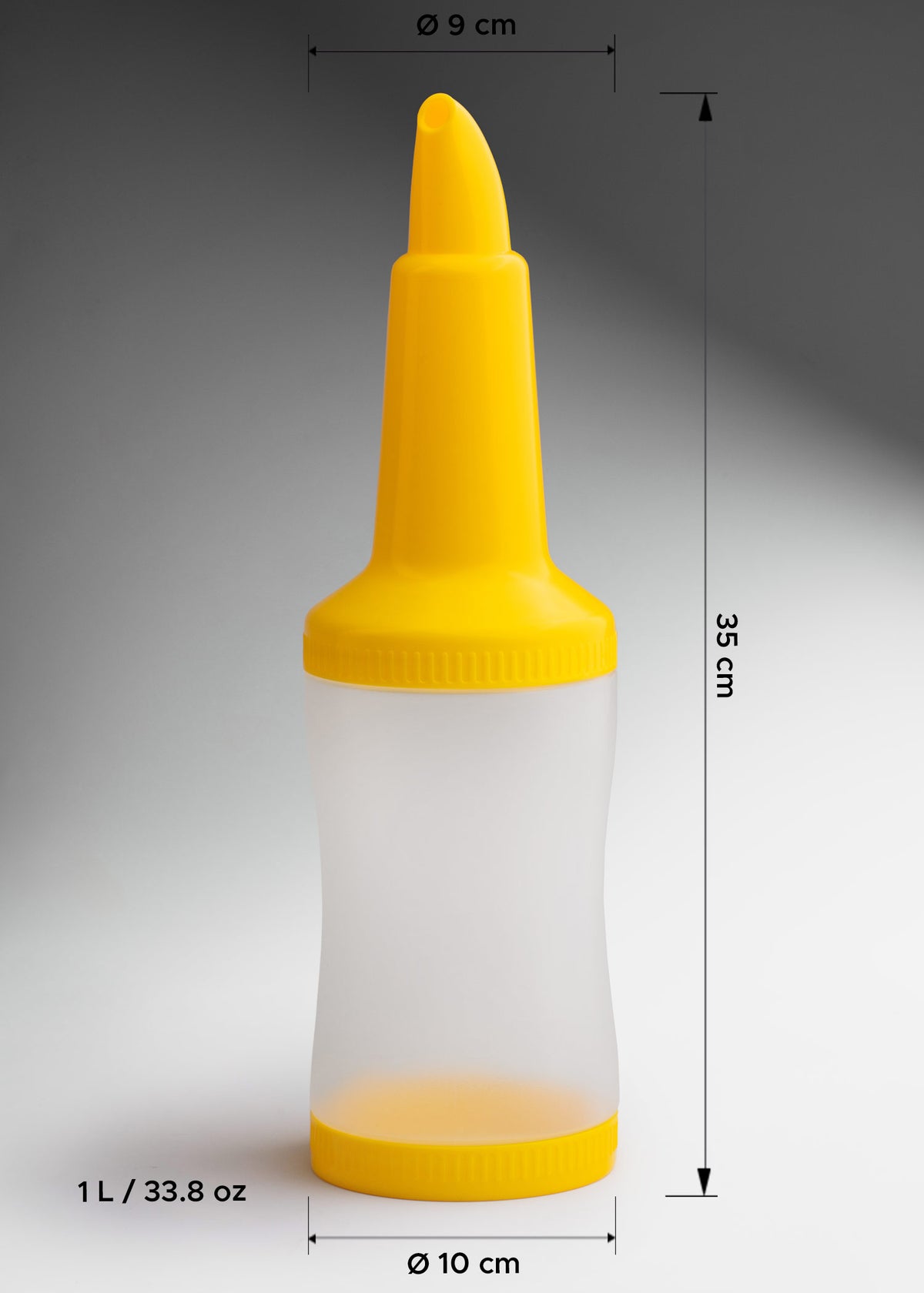 Botella dosificadora para mezcla de plástico amarillo 1 L — imagen de producto