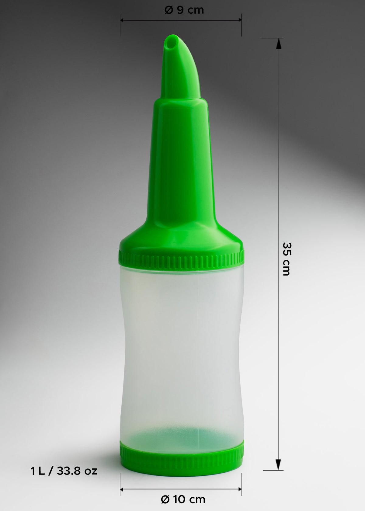 Botella dosificadora para mezcla de plástico verde 1 L — imagen de producto