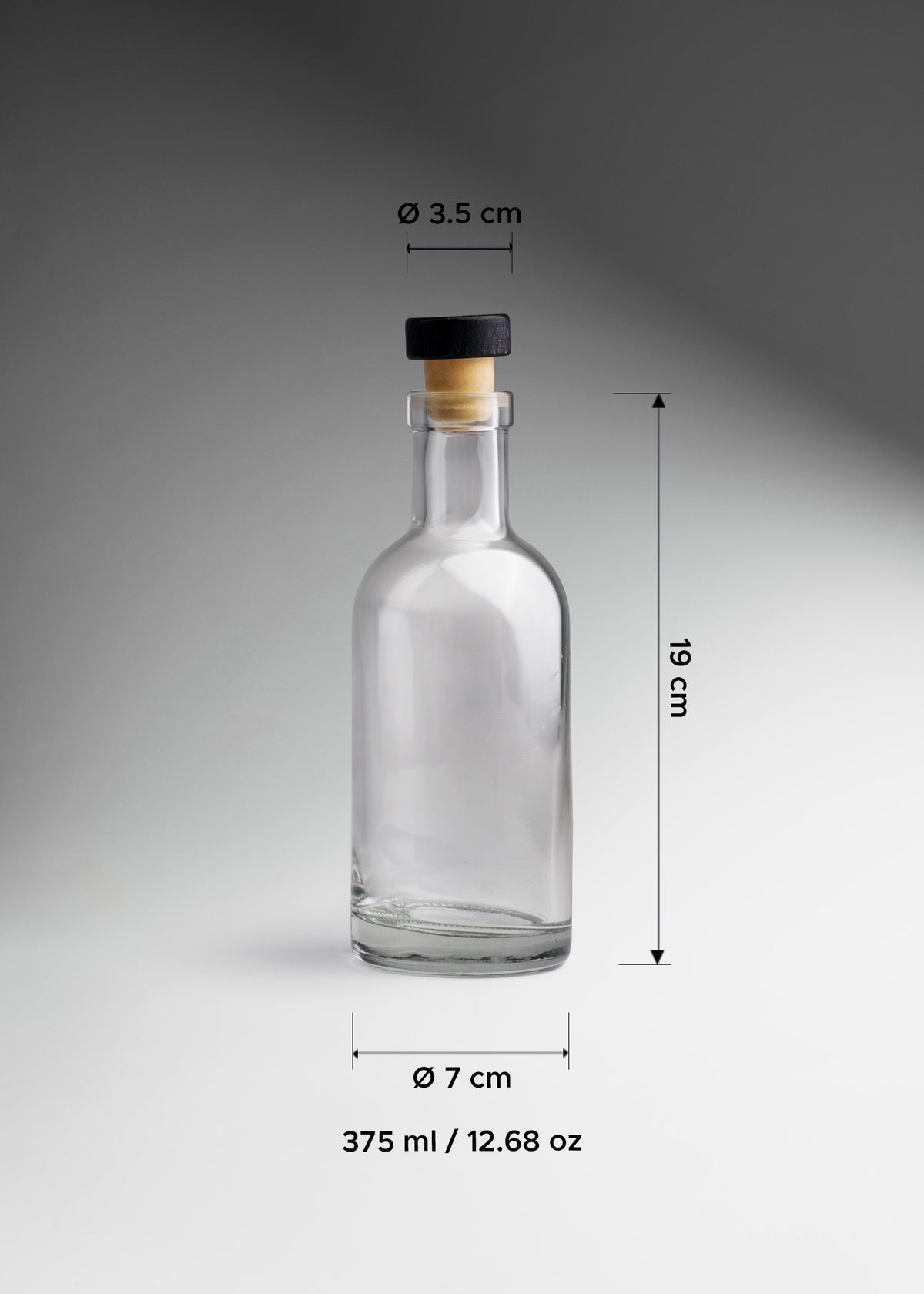 Botella mezcalera de vidrio transparente Premium Liverpool de 375 ml — imagen de producto