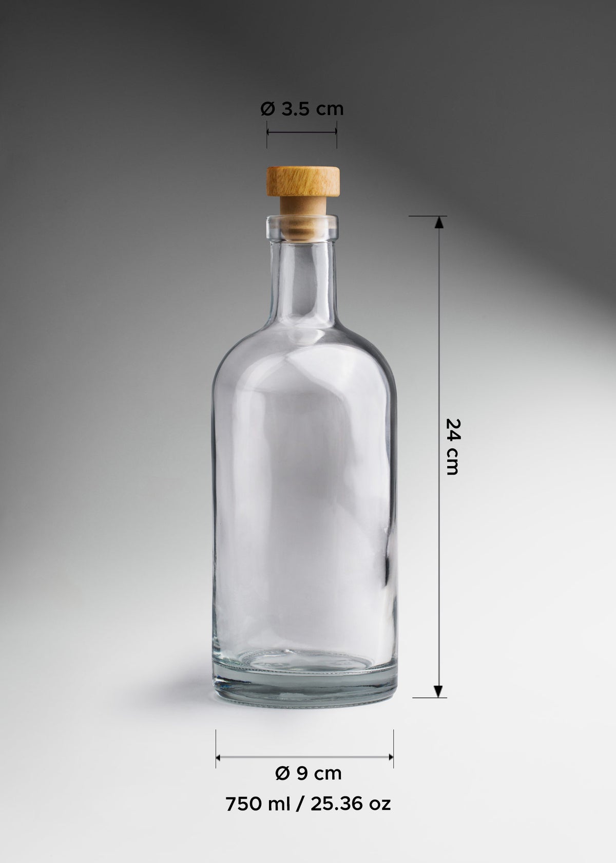 Botella mezcalera de vidrio transparente Premium Liverpool 750 ml — imagen de producto