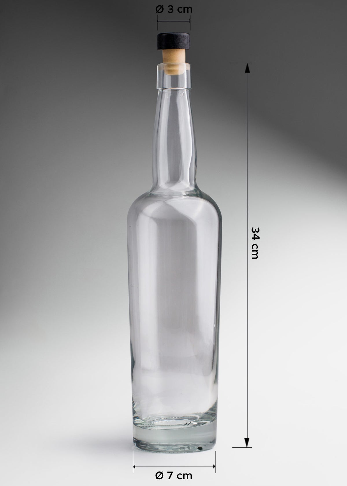 Botella mezcalera de vidrio transparente Premium Louisville 750 ml — imagen de producto