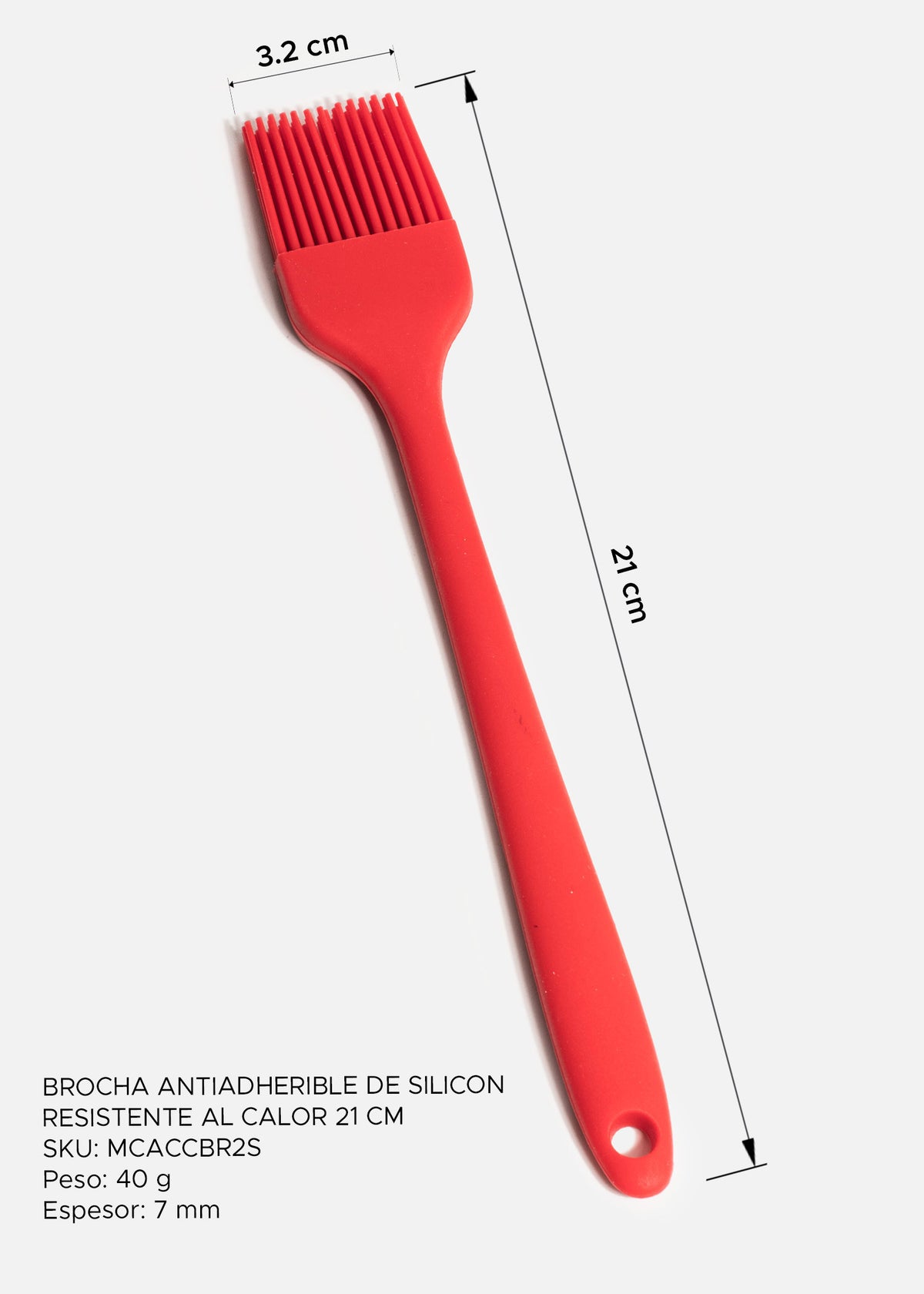 Brocha para cocina antiadherible de silicón rojo grado alimenticio resistente al calor ideal para cocina y repostería 21 cm — imagen de producto