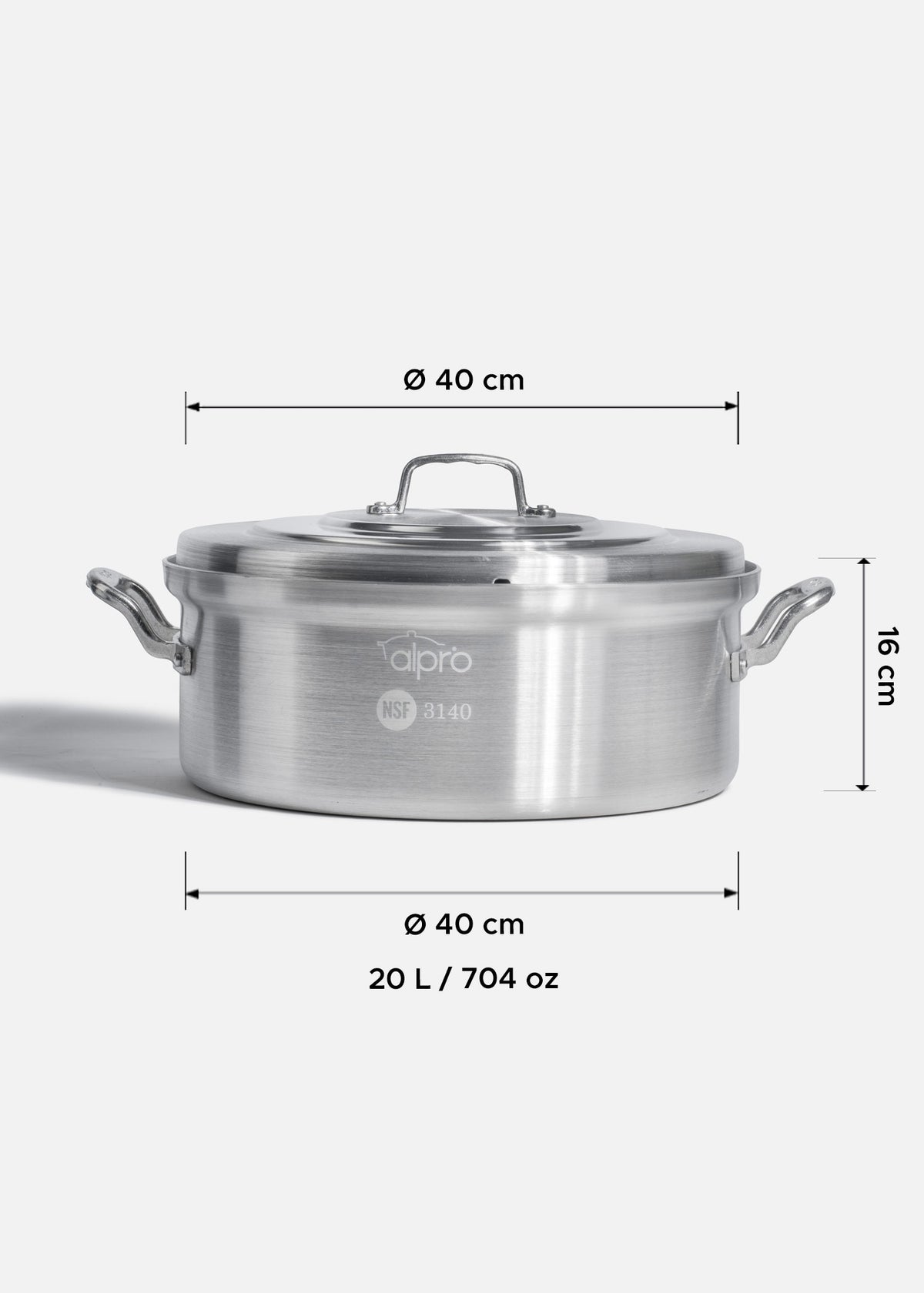 Budinera de aluminio grado alimenticio triple fuerte plata NSF con tapa 20 L — imagen de producto
