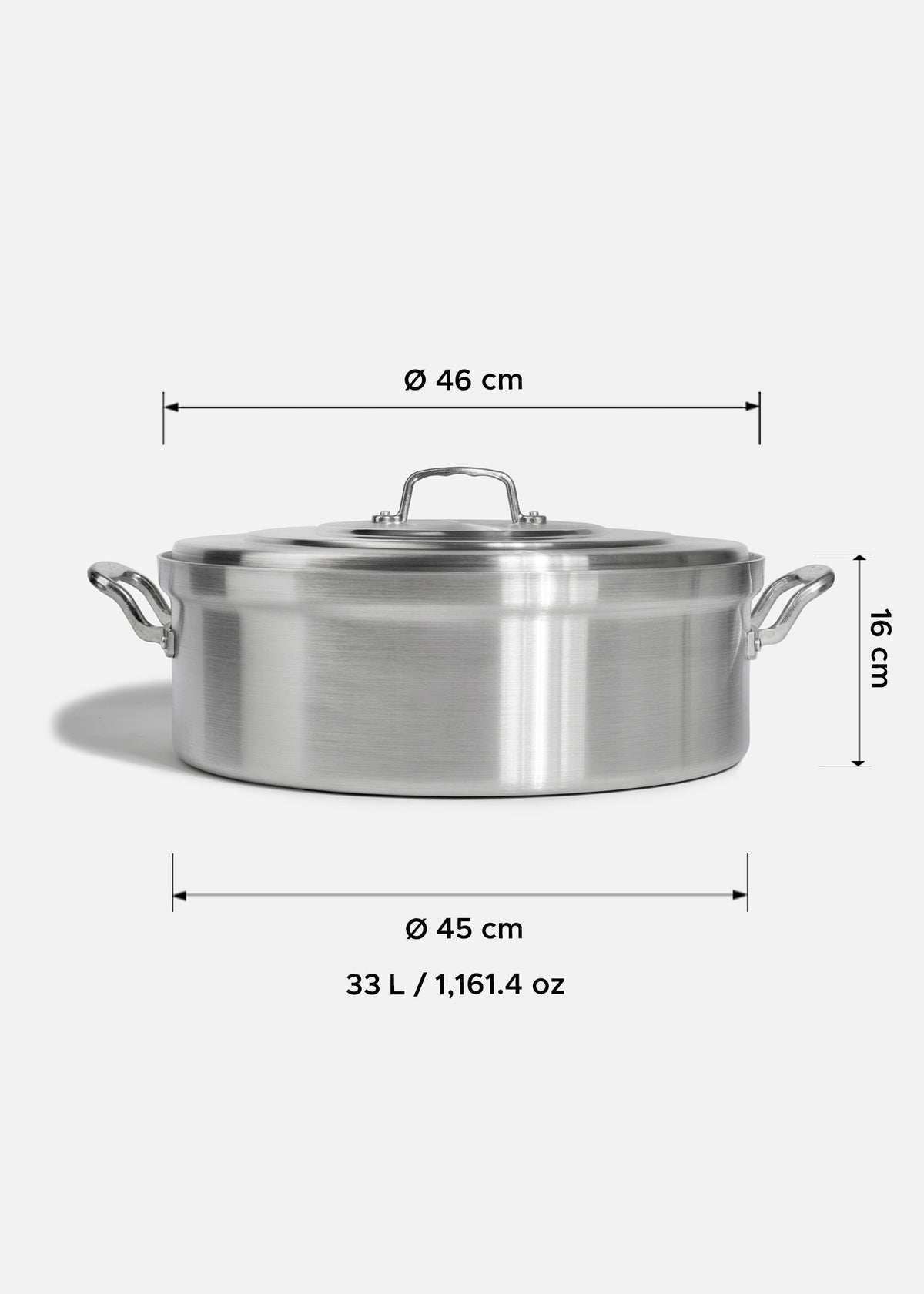 Budinera de aluminio grado alimenticio triple fuerte plata NSF con tapa 33 L — imagen de producto
