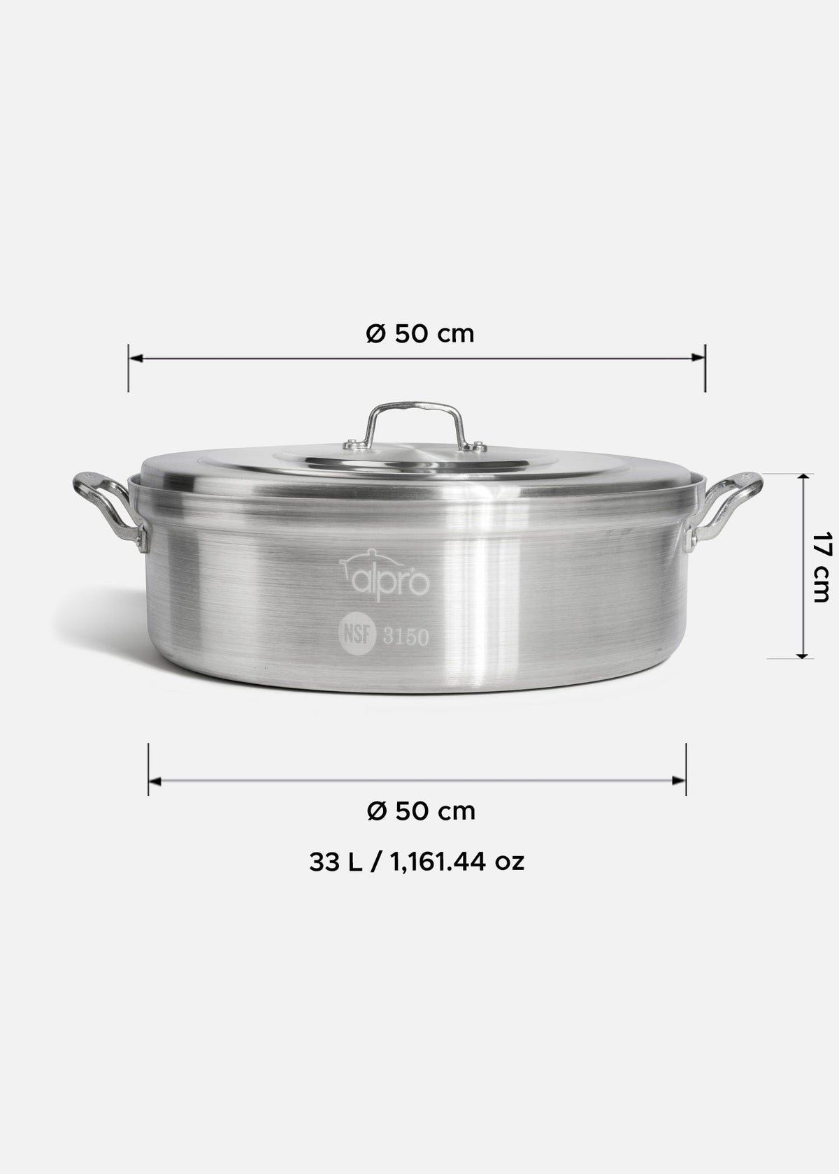 Budinera de aluminio grado alimenticio triple fuerte plata NSF con tapa 33 L — imagen de producto