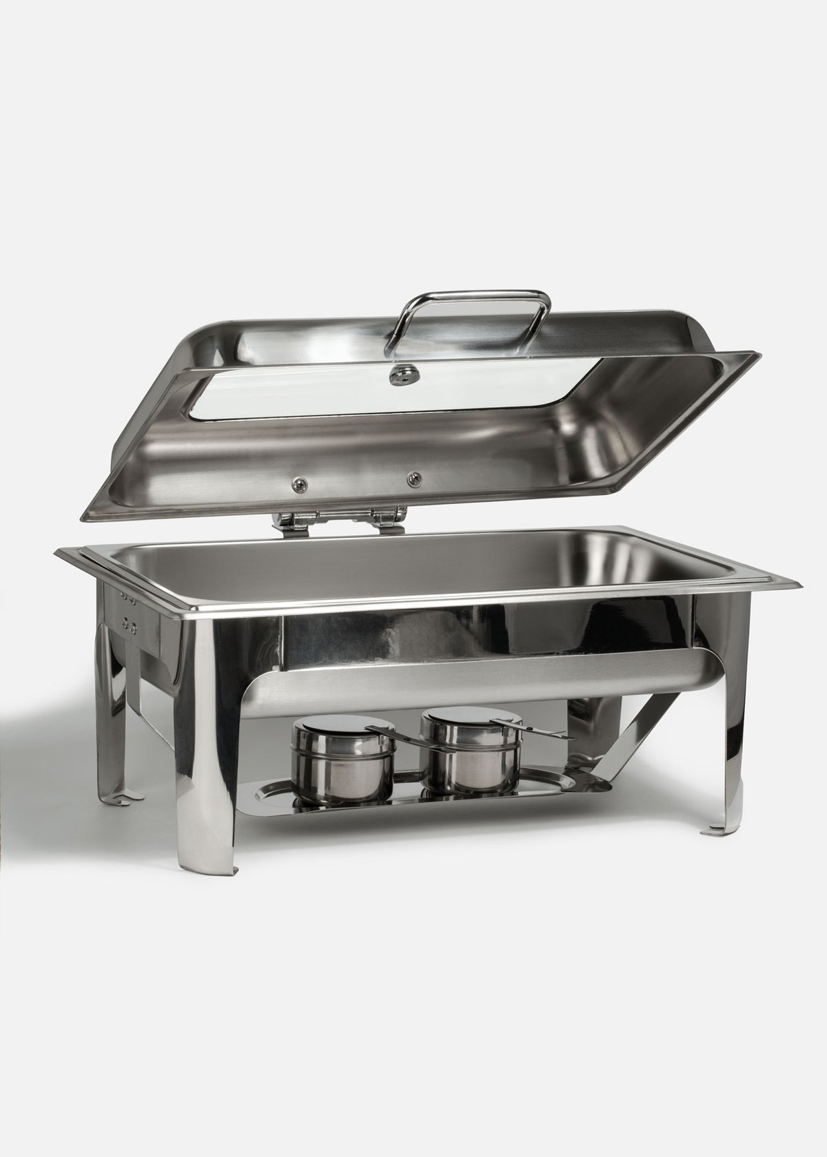 Chafer de acero inoxidable tapa de vidrio rectangular de lujo cierre lento Prestige 9.5 L — imagen de producto