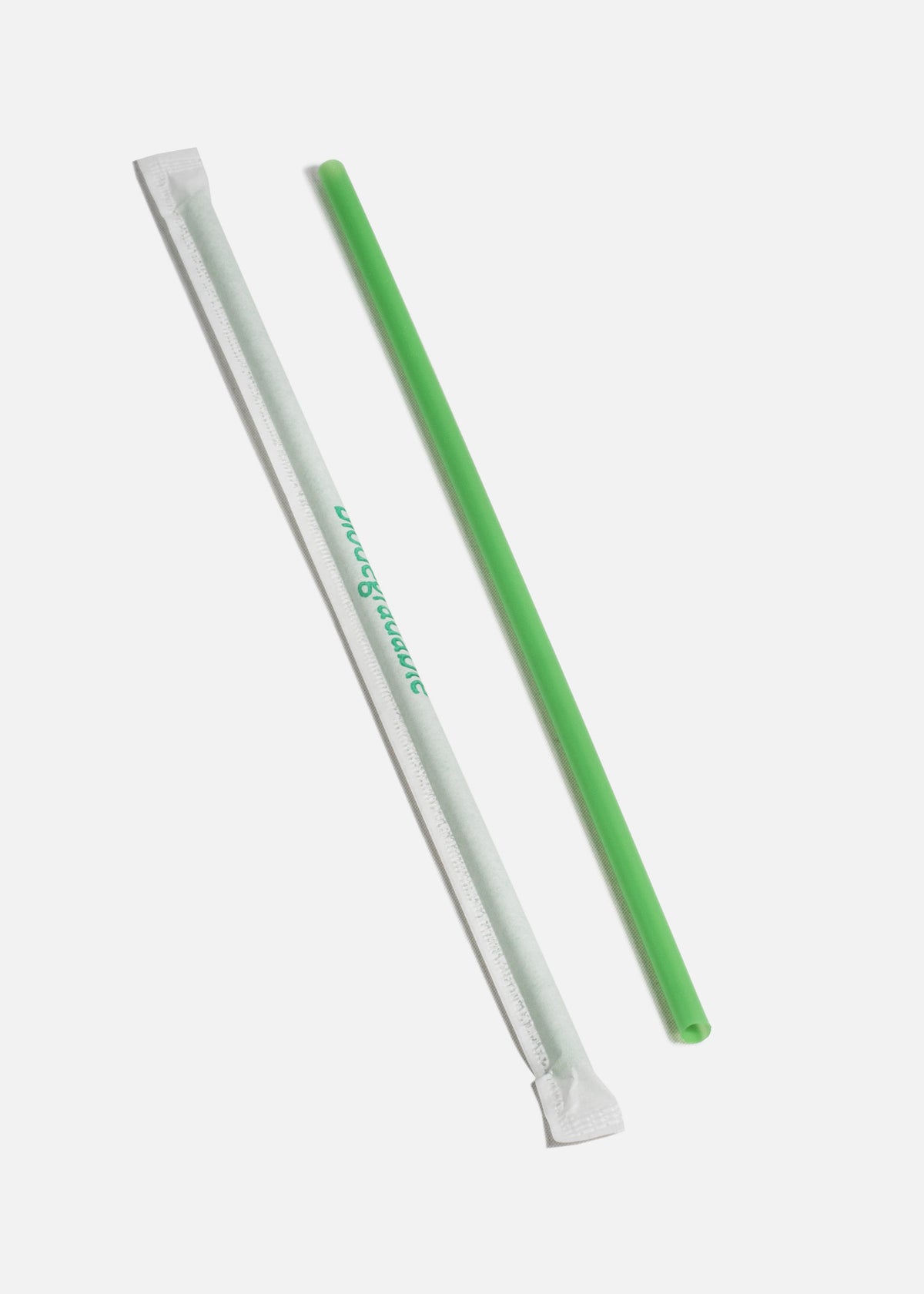 Caja de popotes de plástico biodegradable verde estuchados para bebidas frías, cafeterías y restaurantes 26 cm — imagen de producto