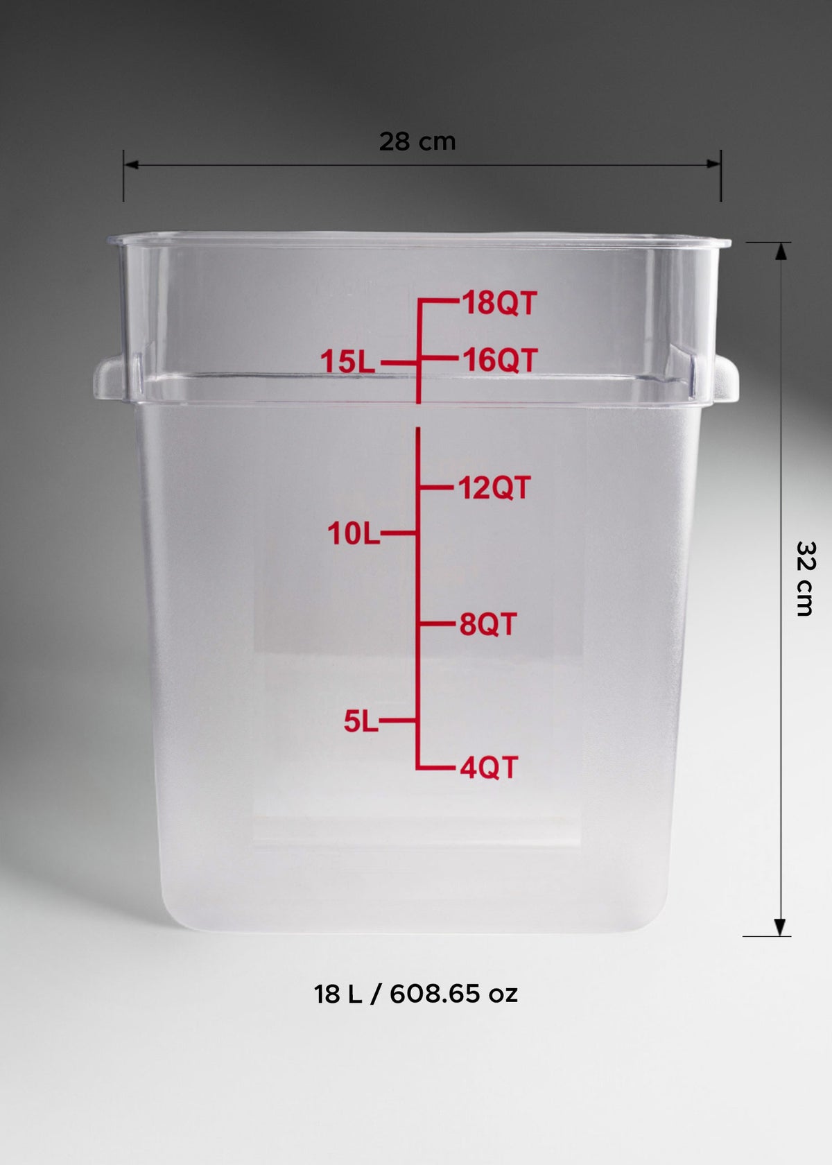 Cambro contenedor de cocina de policarbonato cuadrado transparente 18 L — imagen de producto
