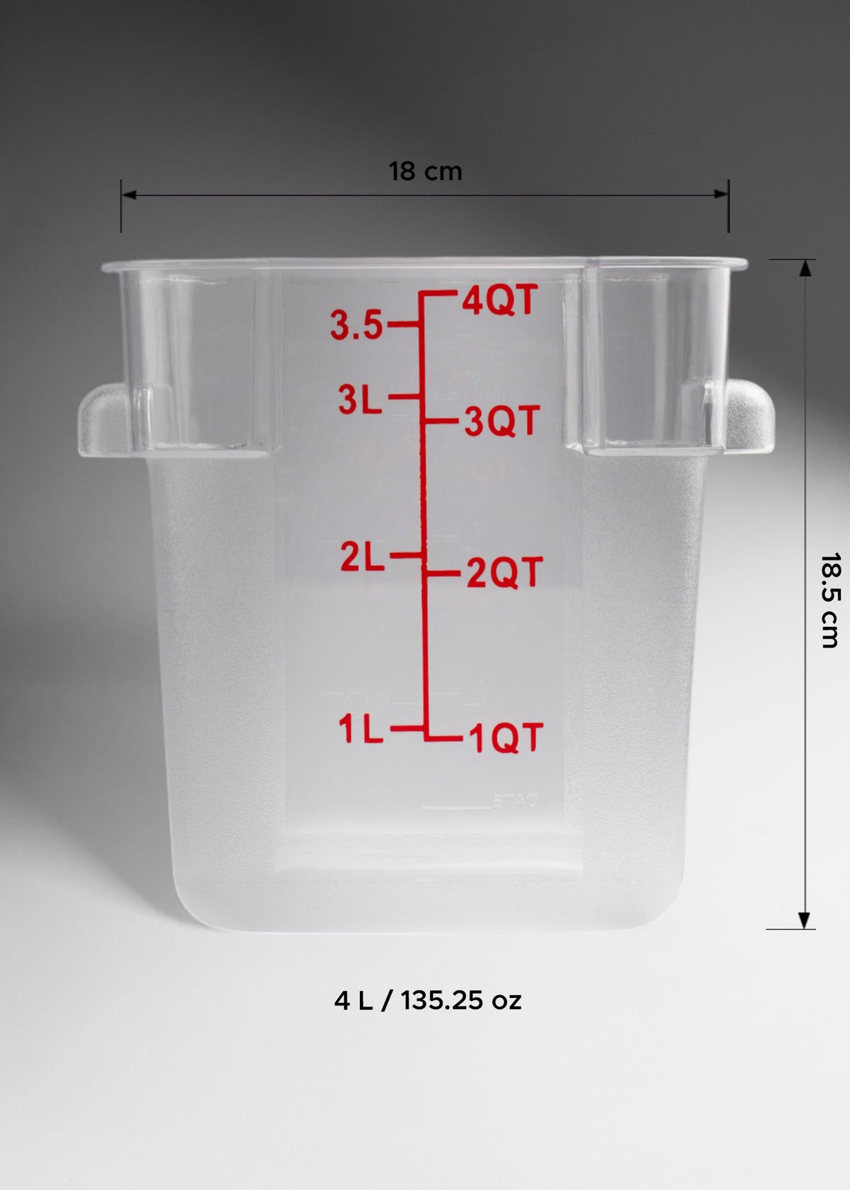 Cambro contenedor de cocina de policarbonato cuadrado transparente 4 L — imagen de producto