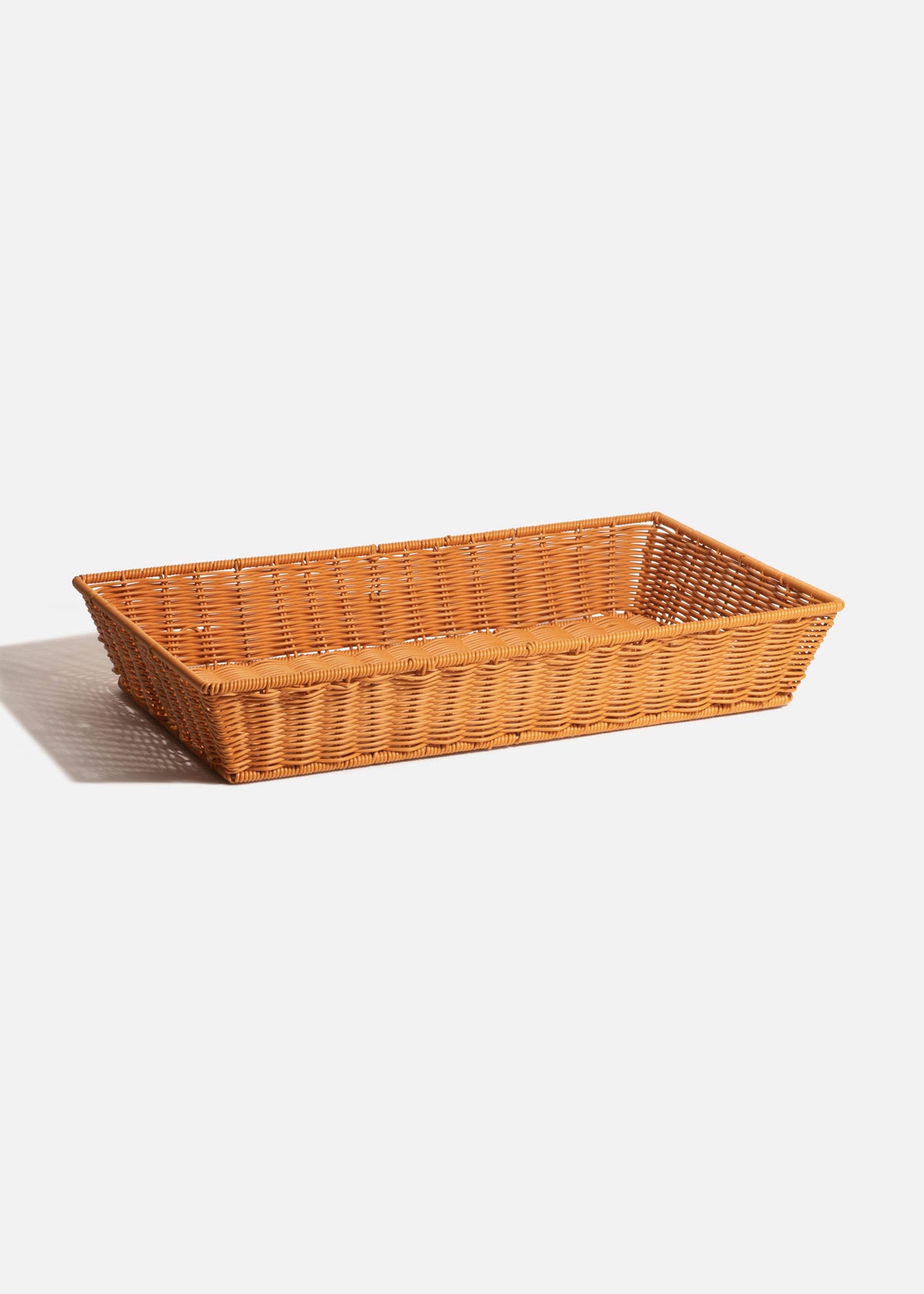 Canasta para pan tejida rectangular grande de plástico color natural para exhibición profesional uso rudo 53.3x 33 cm — imagen de producto