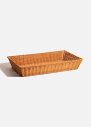 Canasta para pan tejida rectangular grande de plástico color natural para exhibición profesional uso rudo 53.3x 33 cm — imagen de producto