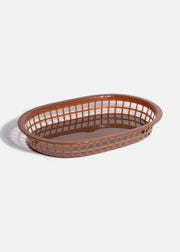 Canasta de plástico café ovalada para comida Fast Food 27.5x17.5x4 cm — imagen de producto