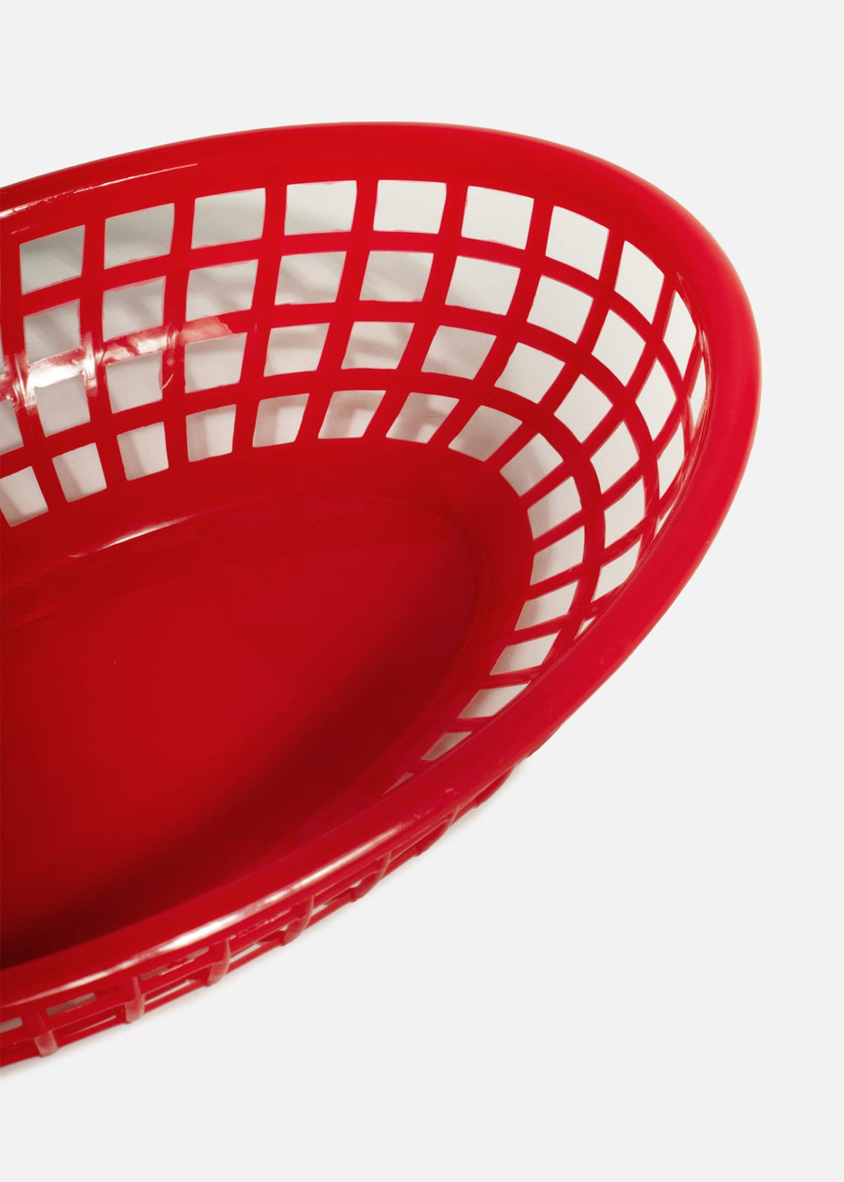 Canasta de plástico roja ovalada para comida Fast Food 27.5x17.5x4 cm — imagen de producto