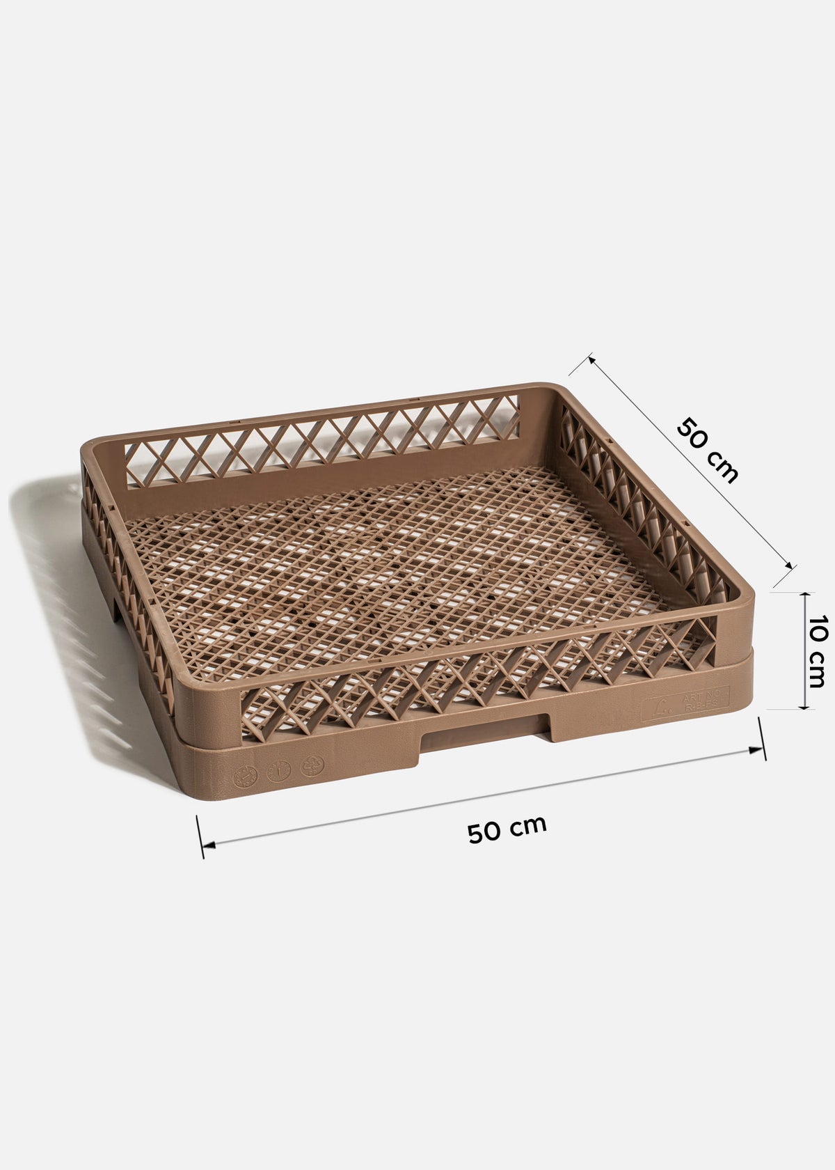 Canastilla lava loza (cubiertos) de plástico beige abierto malla fina 50x50 cm — imagen de producto
