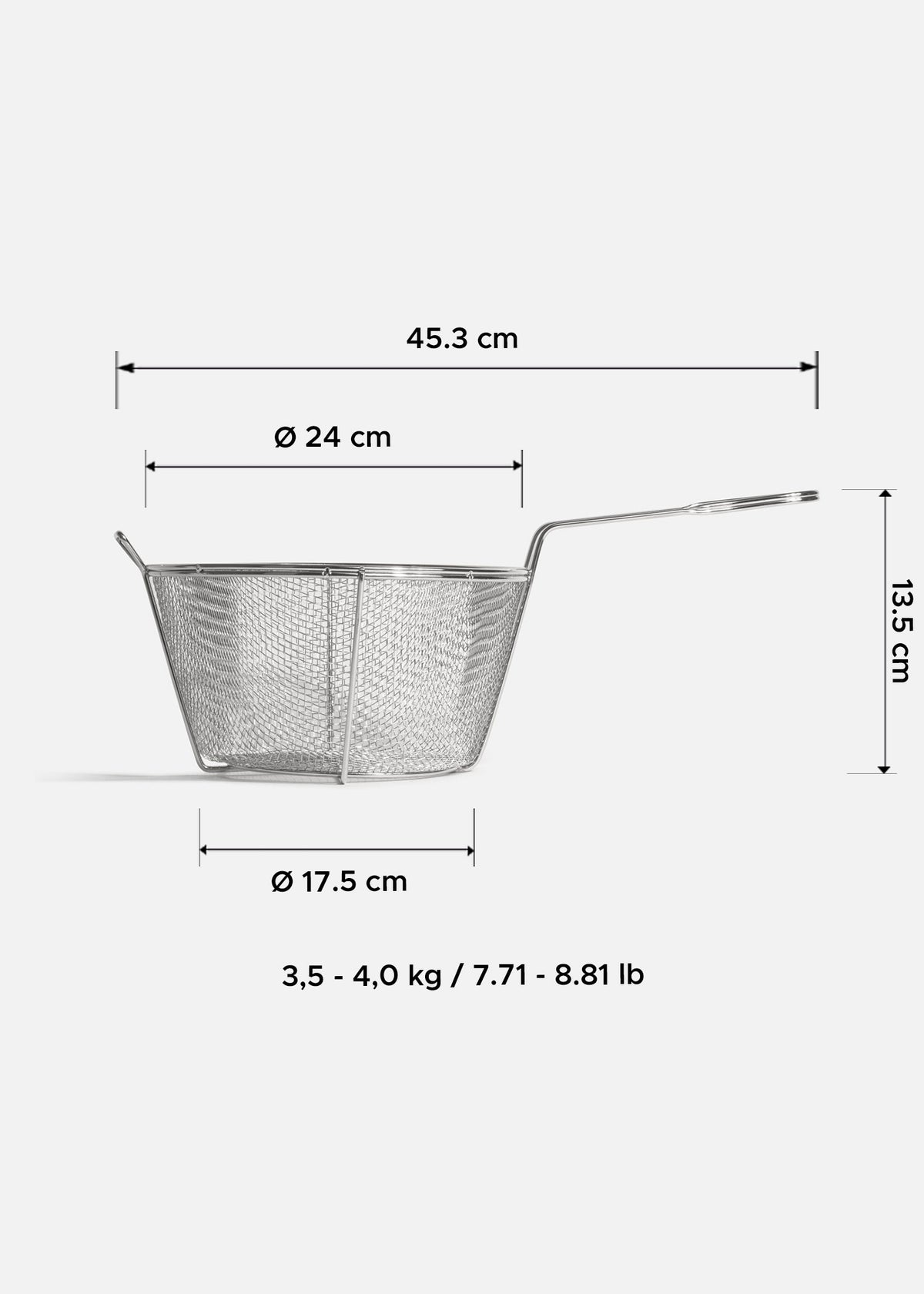 Canastilla  malla fina para freidora de acero inoxidable grado alimenticio Ø 24 cm — imagen de producto