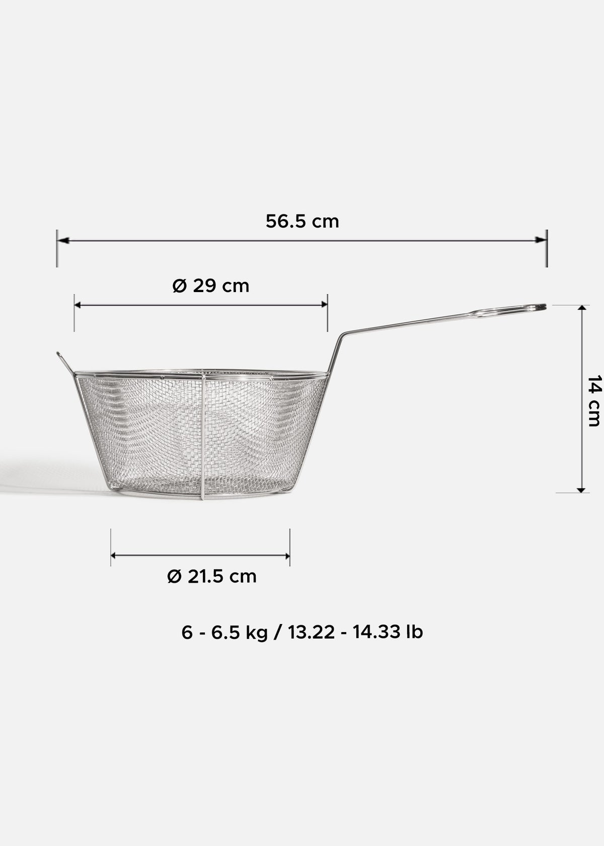Canastilla malla gruesa para freidora de acero inoxidable grado alimenticio Ø 29 cm — imagen de producto